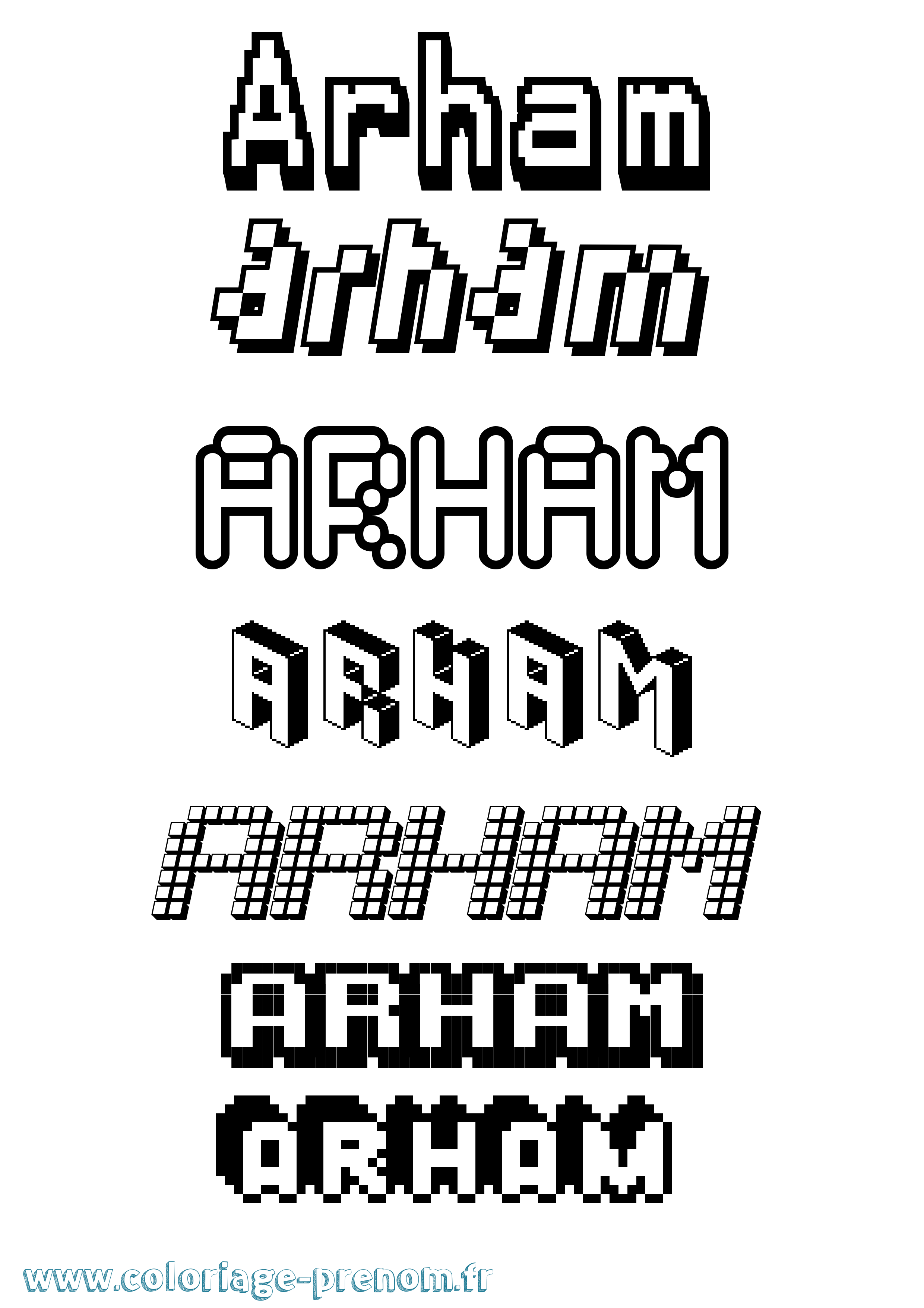Coloriage Arham Pixel Coloriage prénom Arham Pixel