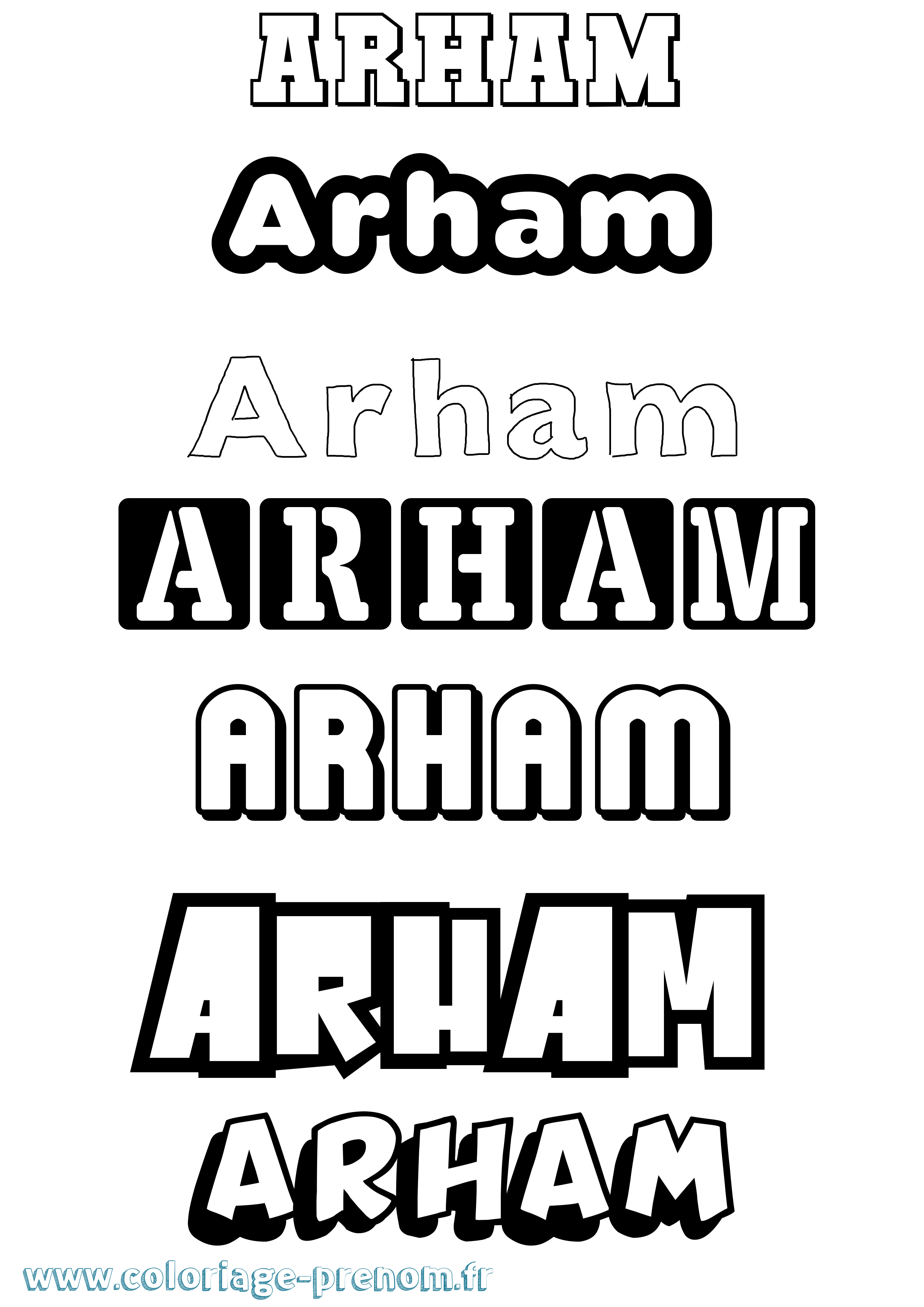 Coloriage Arham Simple Coloriage prénom Arham Simple