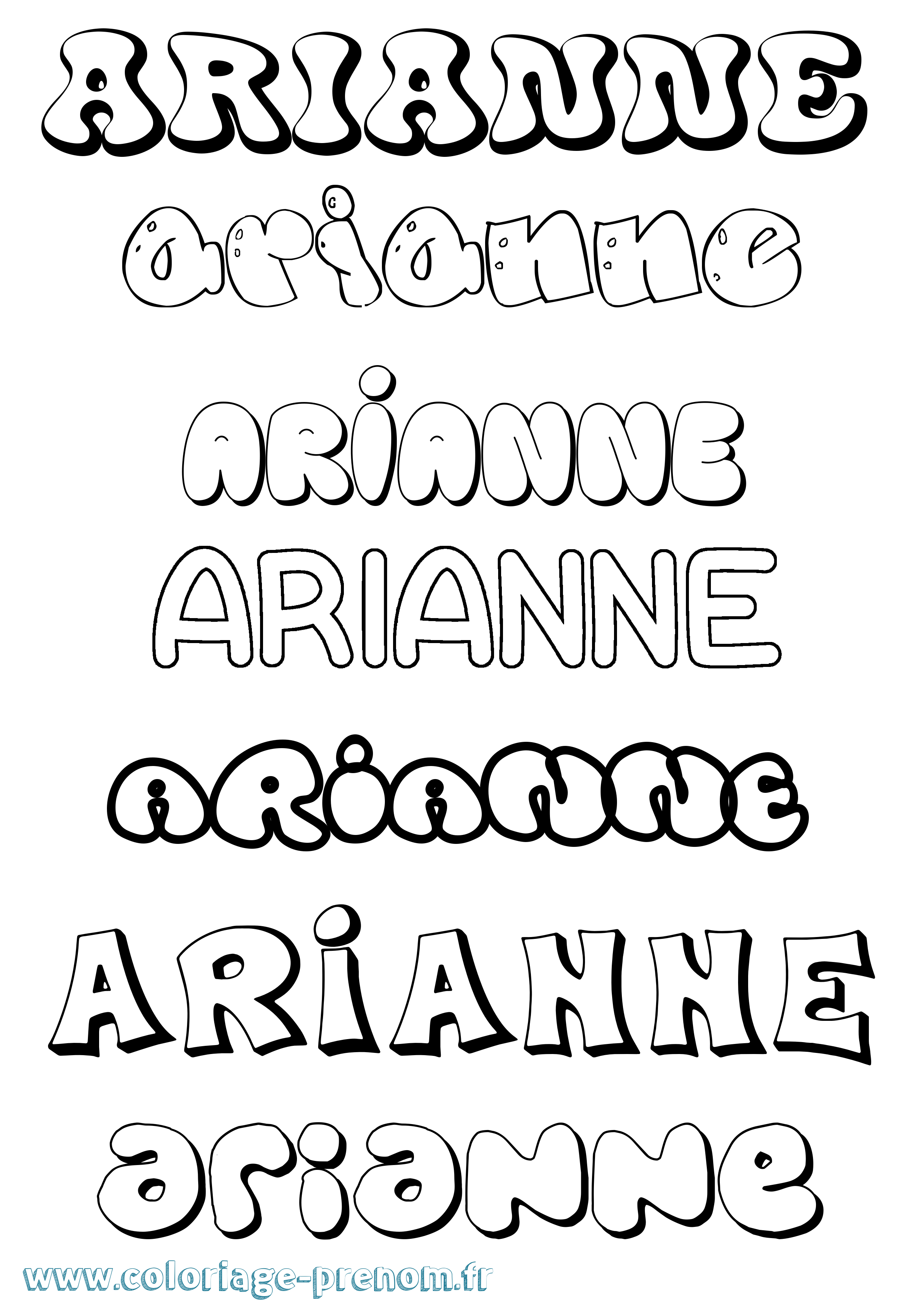 Coloriage Arianne Bubble Coloriage prénom Arianne Bubble