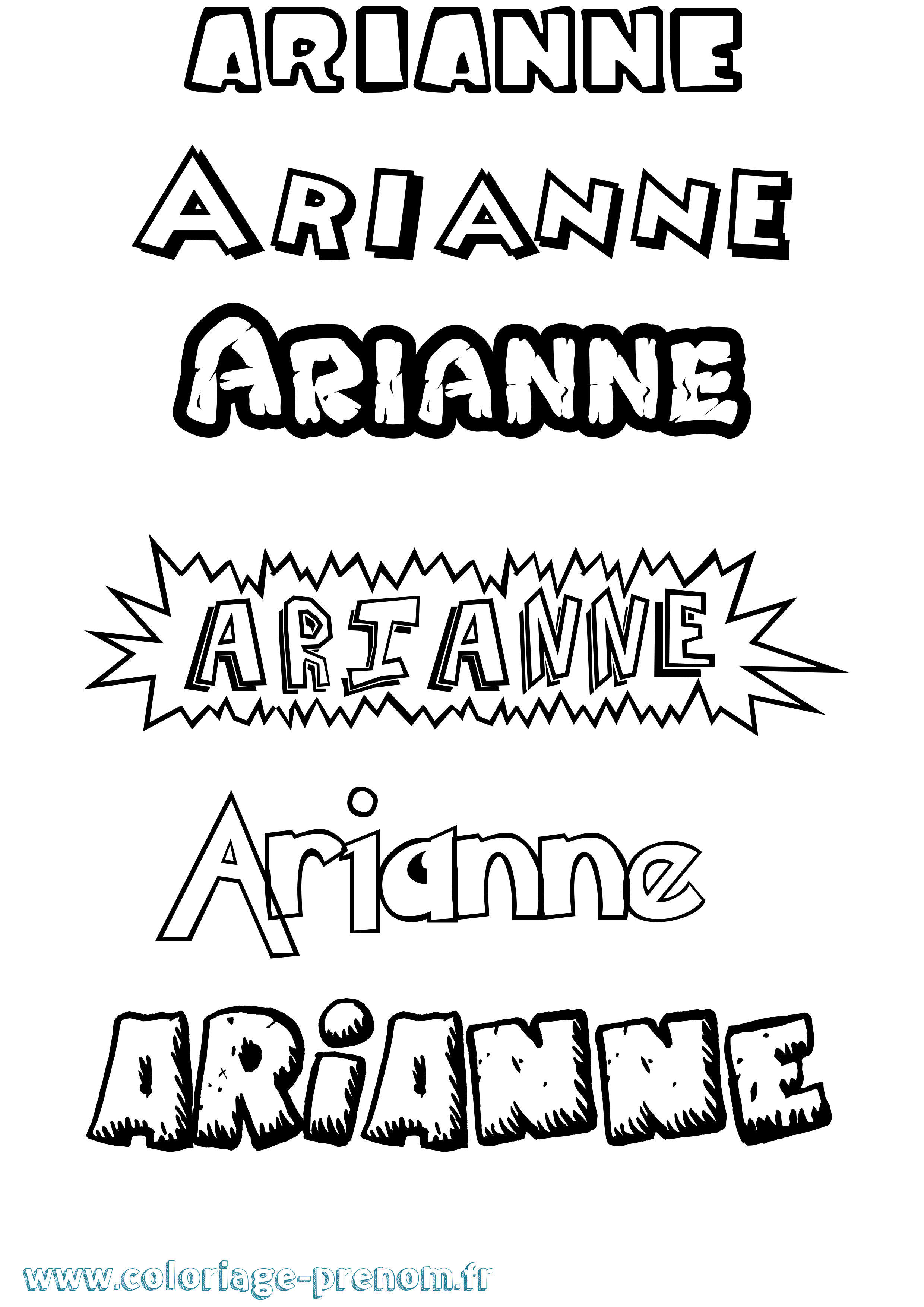 Coloriage Arianne Dessin Animé Coloriage prénom Arianne Dessin Animé