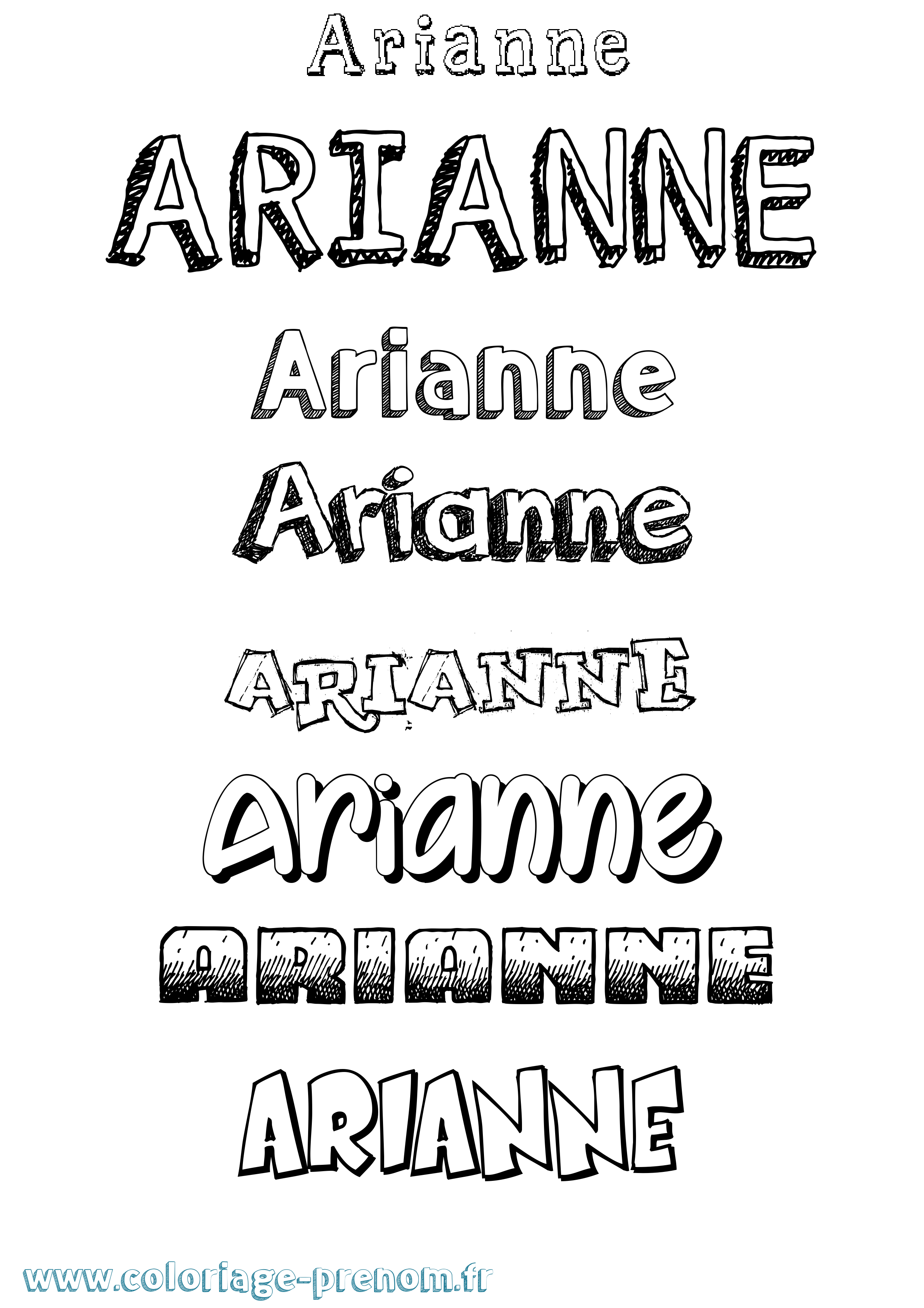 Coloriage Arianne Dessiné Coloriage prénom Arianne Dessiné