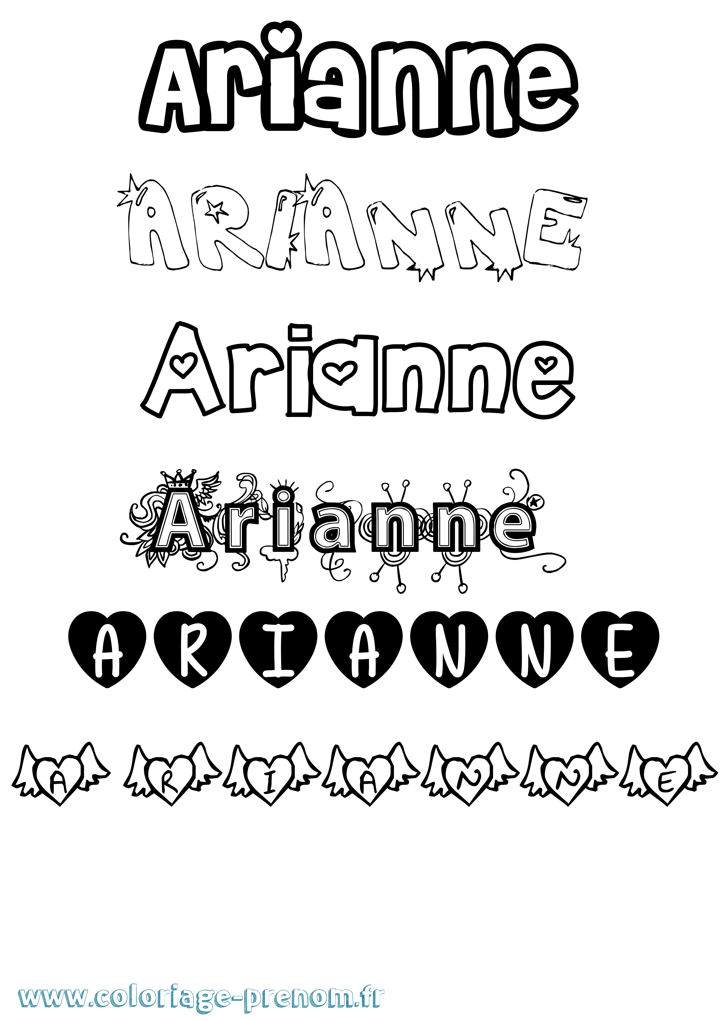 Coloriage Arianne Girly Coloriage prénom Arianne Girly