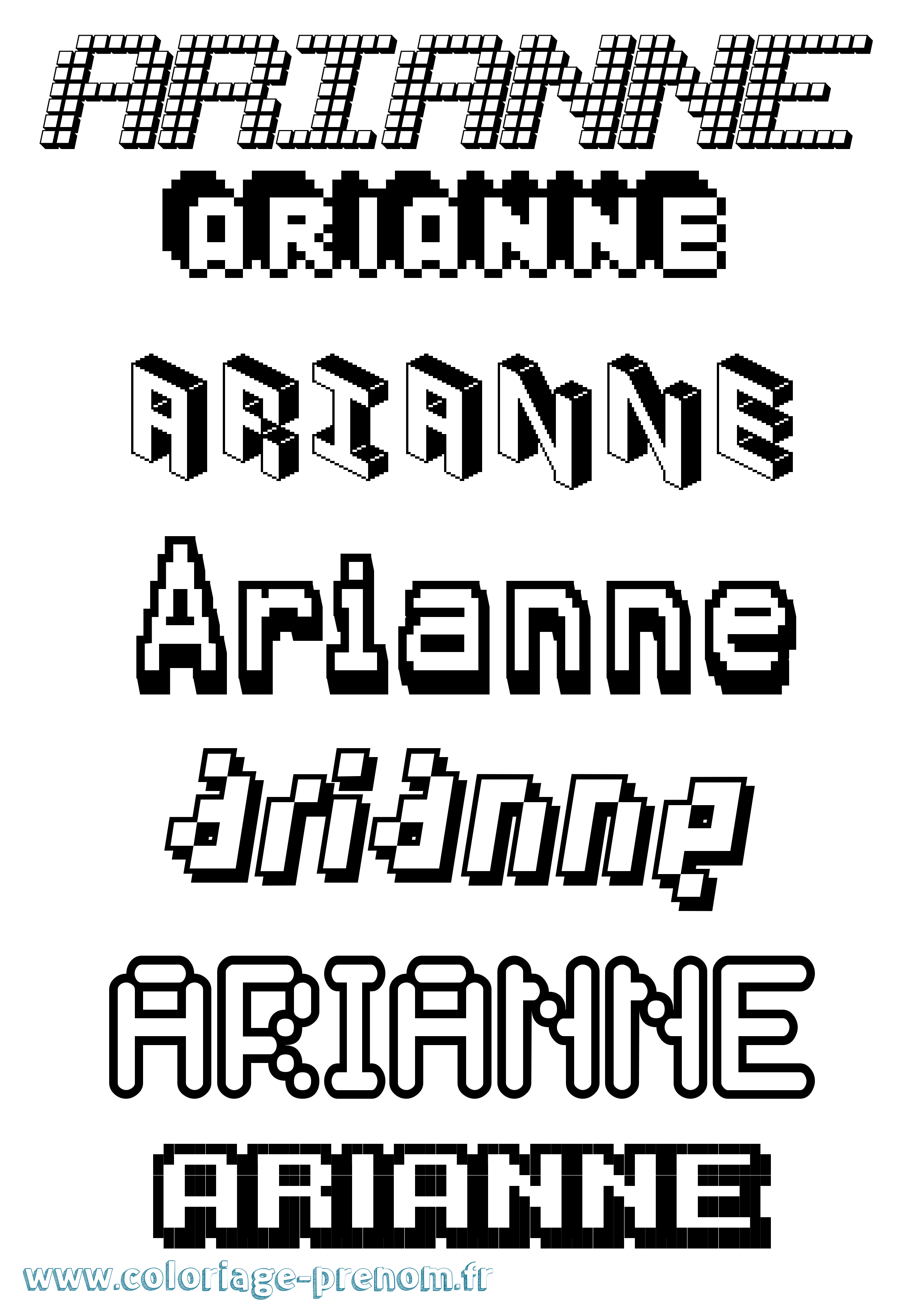 Coloriage Arianne Pixel Coloriage prénom Arianne Pixel