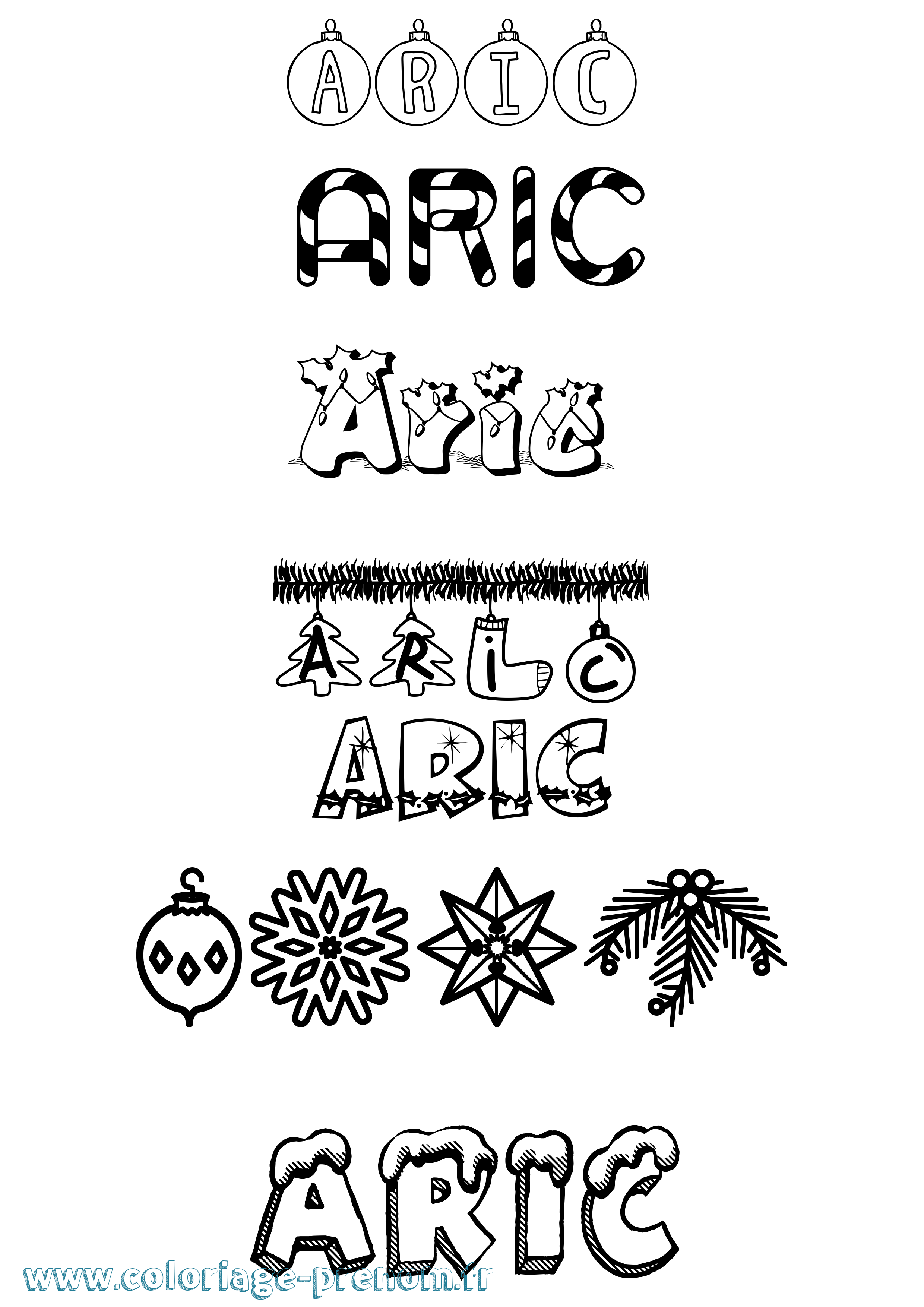 Coloriage Aric Noël Coloriage prénom Aric Noël