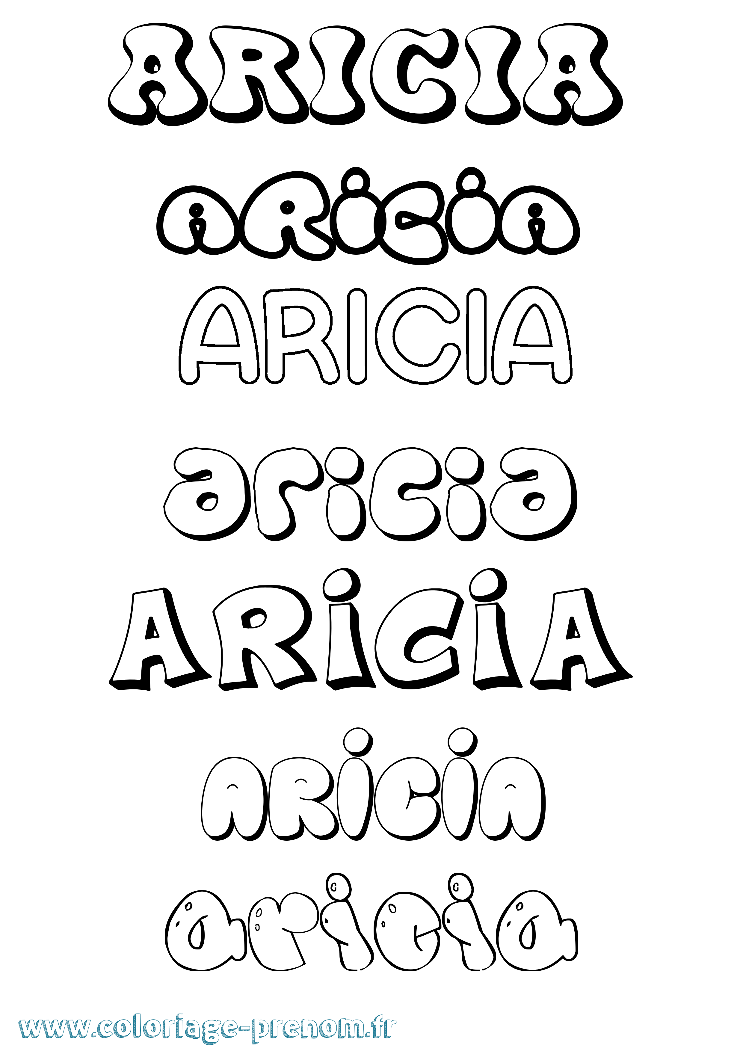 Coloriage Aricia Bubble Coloriage prénom Aricia Bubble