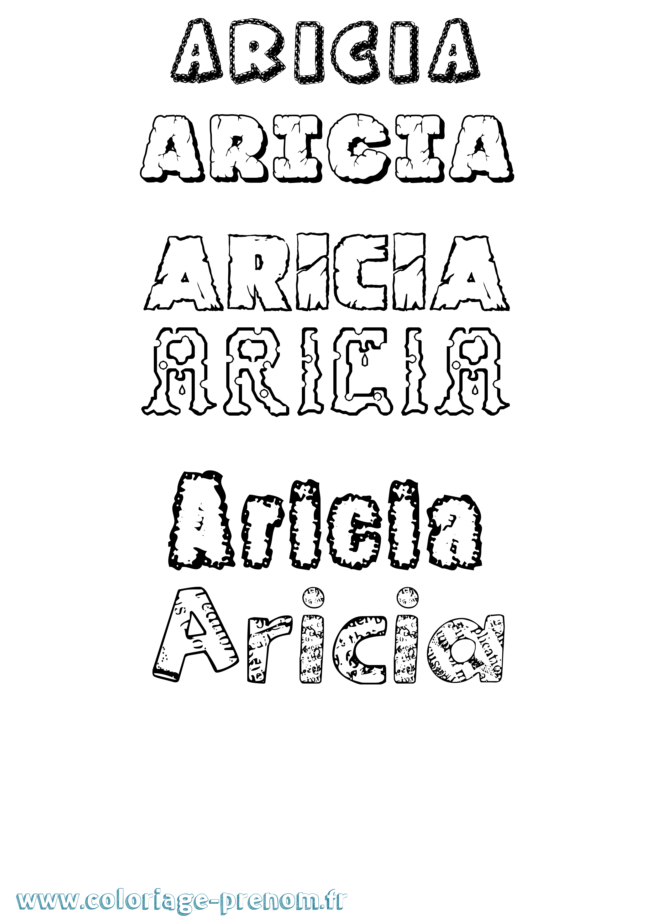 Coloriage Aricia Destructuré Coloriage prénom Aricia Destructuré