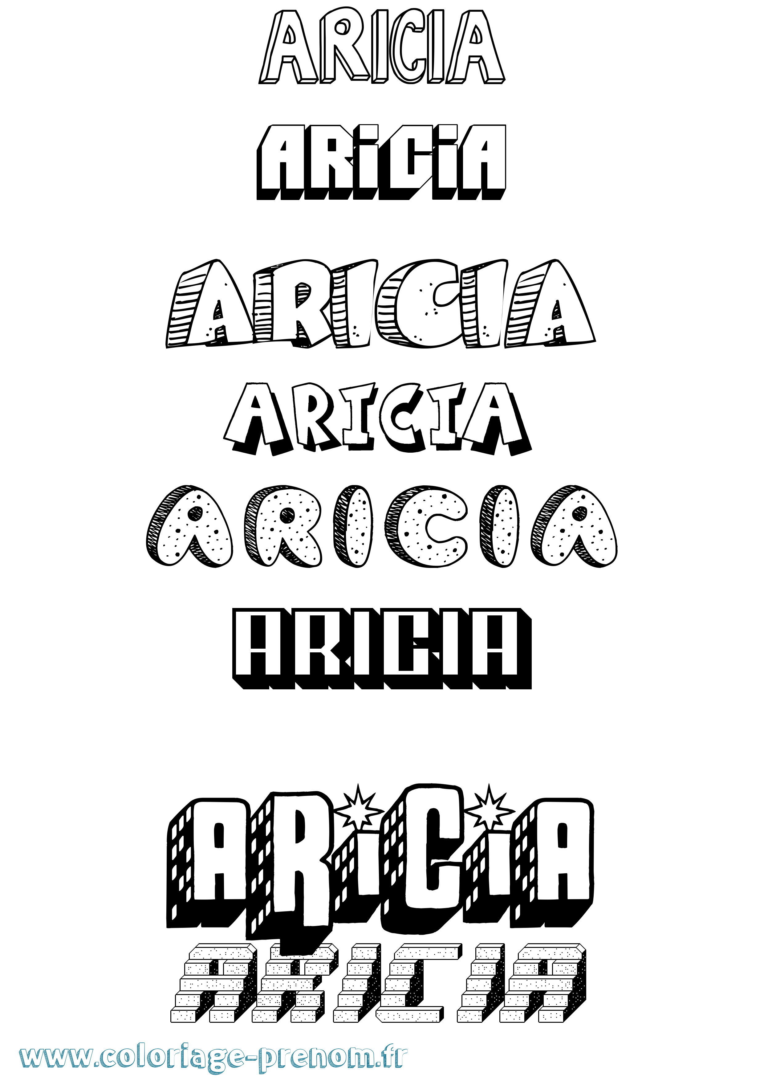 Coloriage Aricia Effet 3D Coloriage prénom Aricia Effet 3D
