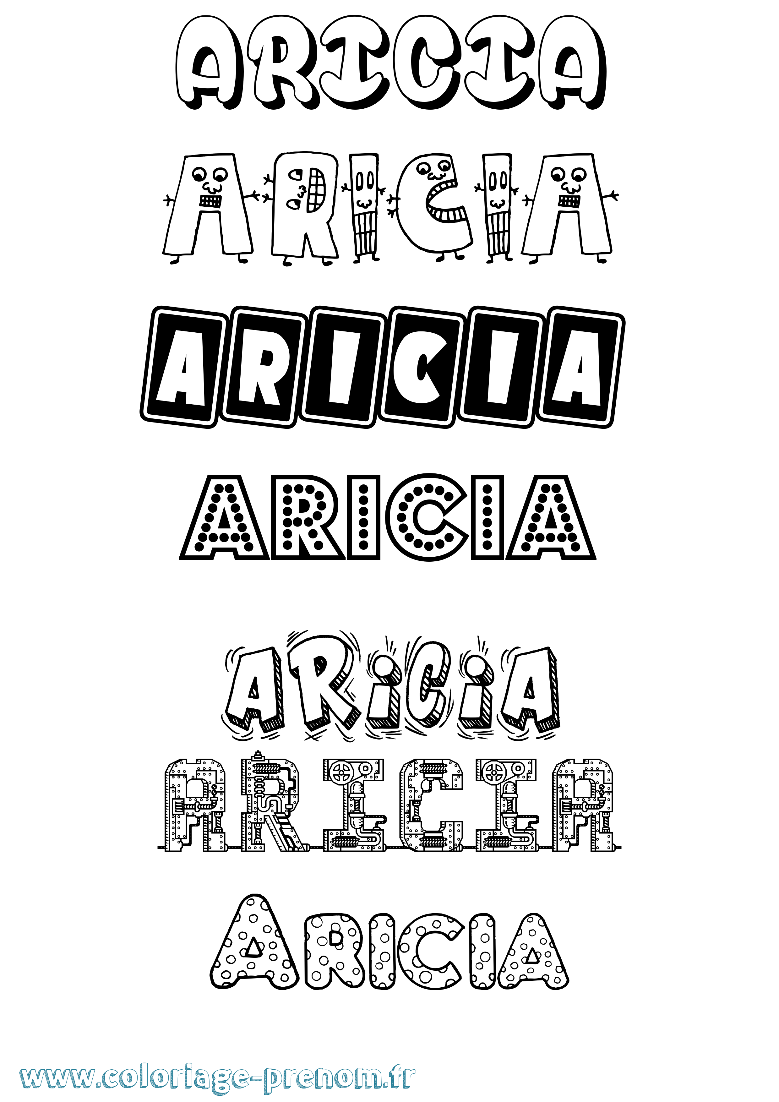 Coloriage Aricia Fun Coloriage prénom Aricia Fun