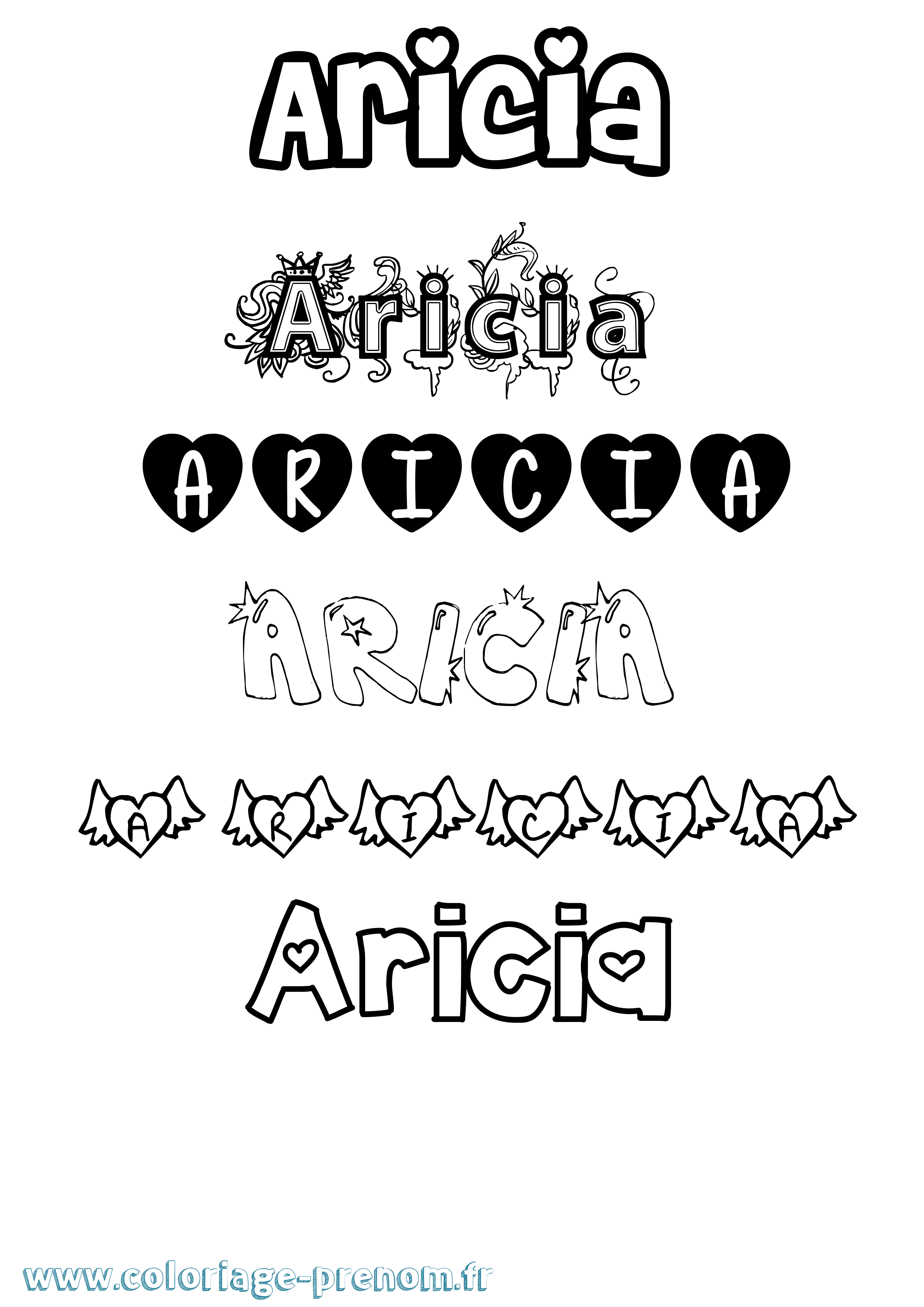 Coloriage Aricia Girly Coloriage prénom Aricia Girly