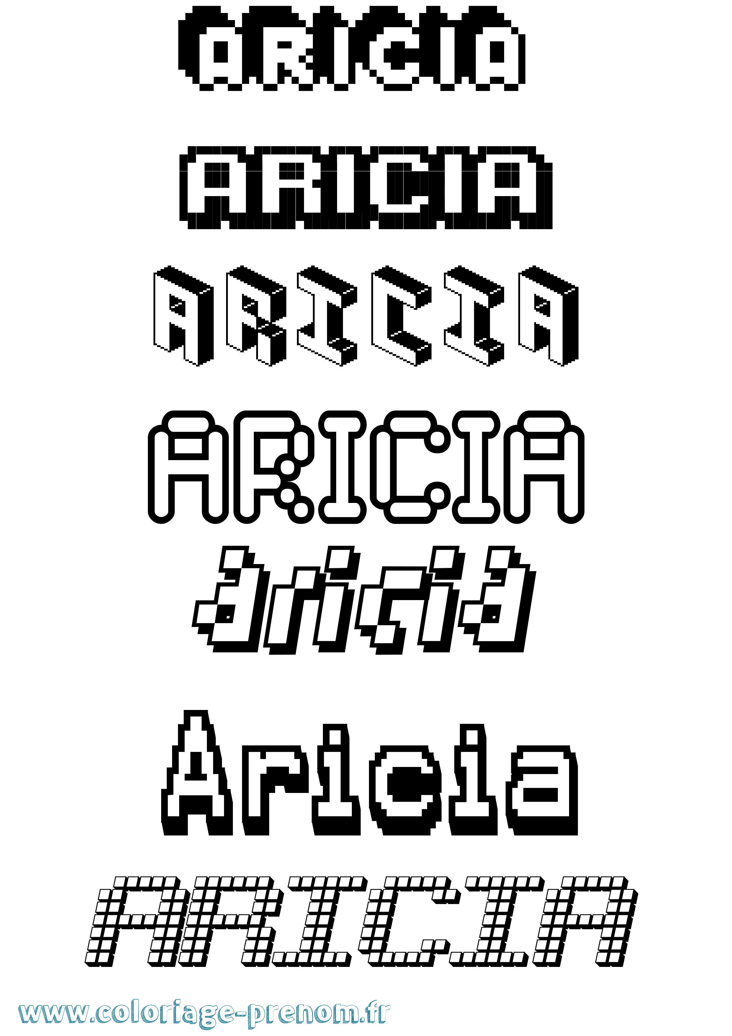 Coloriage Aricia Pixel Coloriage prénom Aricia Pixel