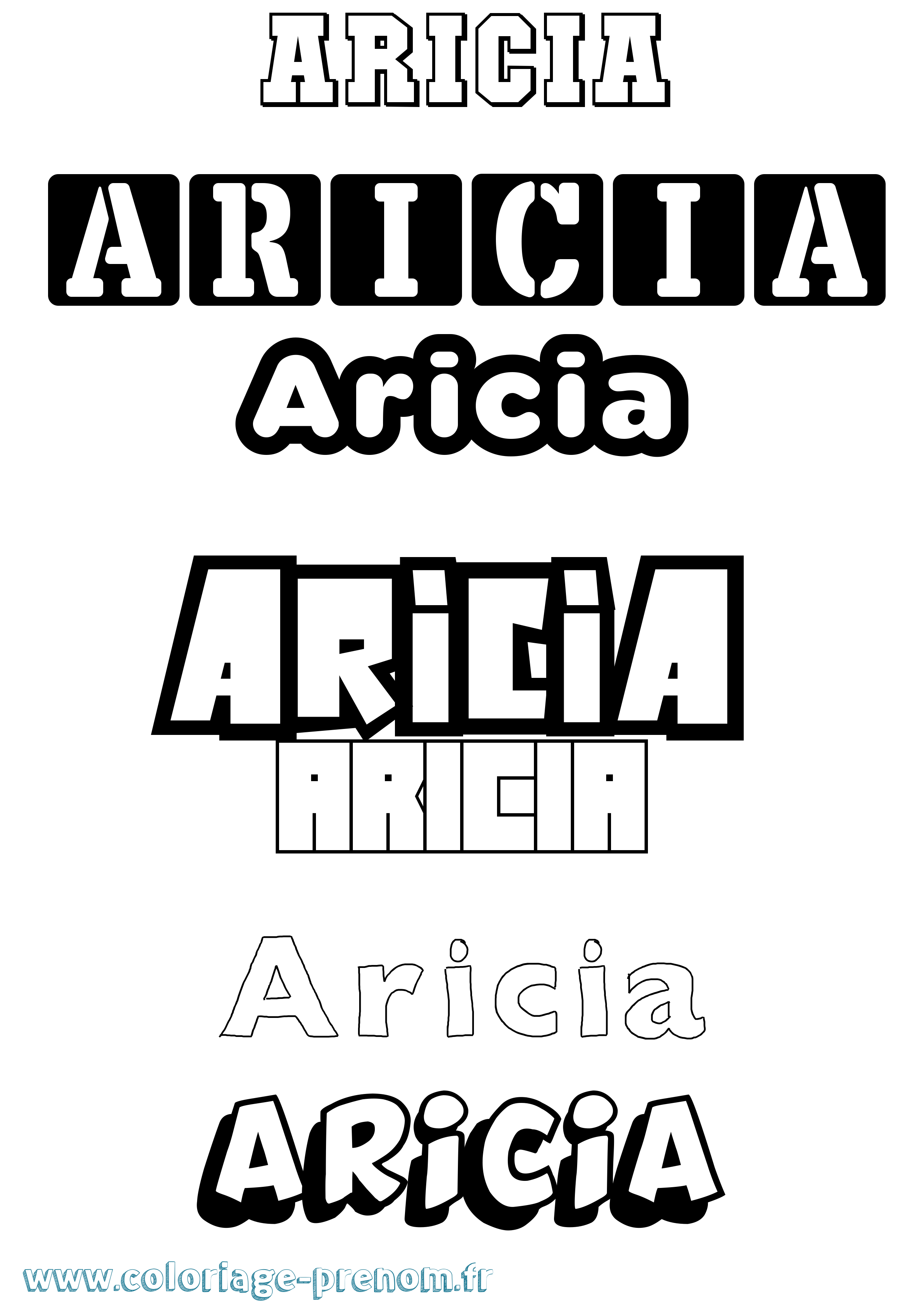 Coloriage Aricia Simple Coloriage prénom Aricia Simple