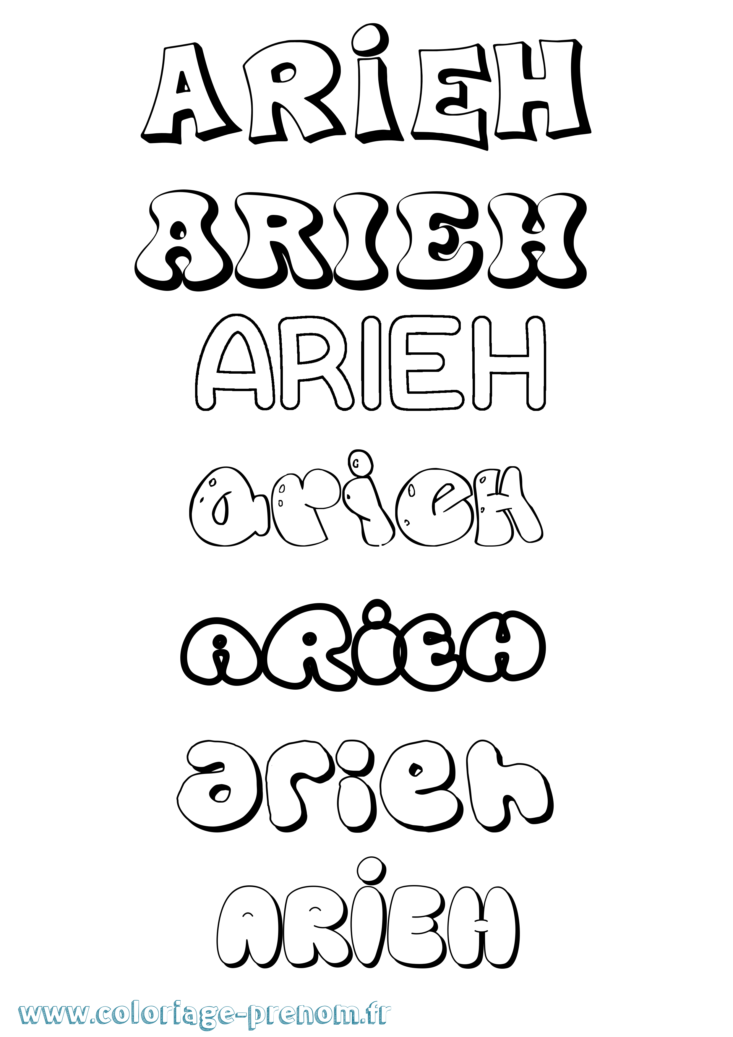 Coloriage Arieh Bubble Coloriage prénom Arieh Bubble