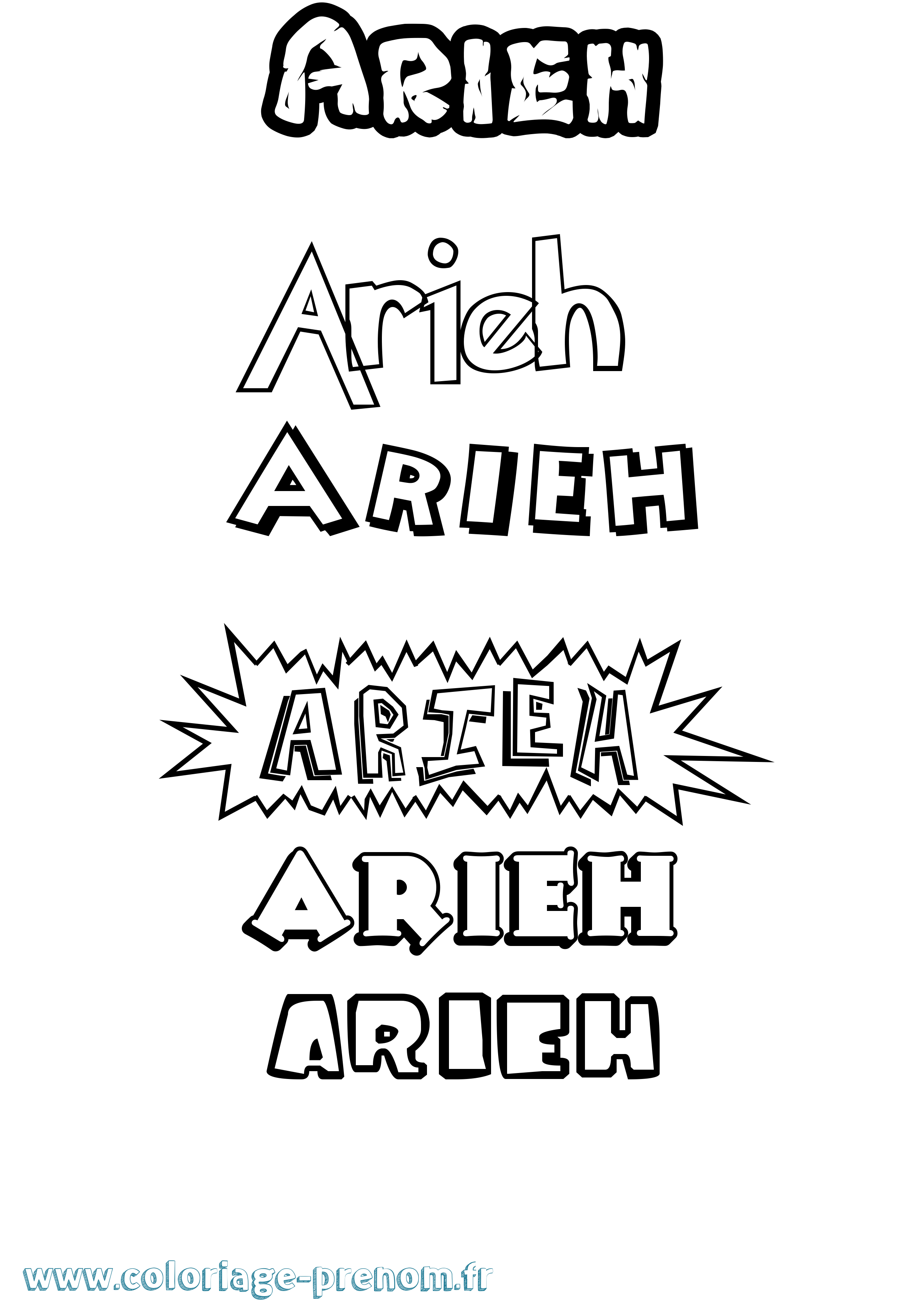 Coloriage Arieh Dessin Animé Coloriage prénom Arieh Dessin Animé
