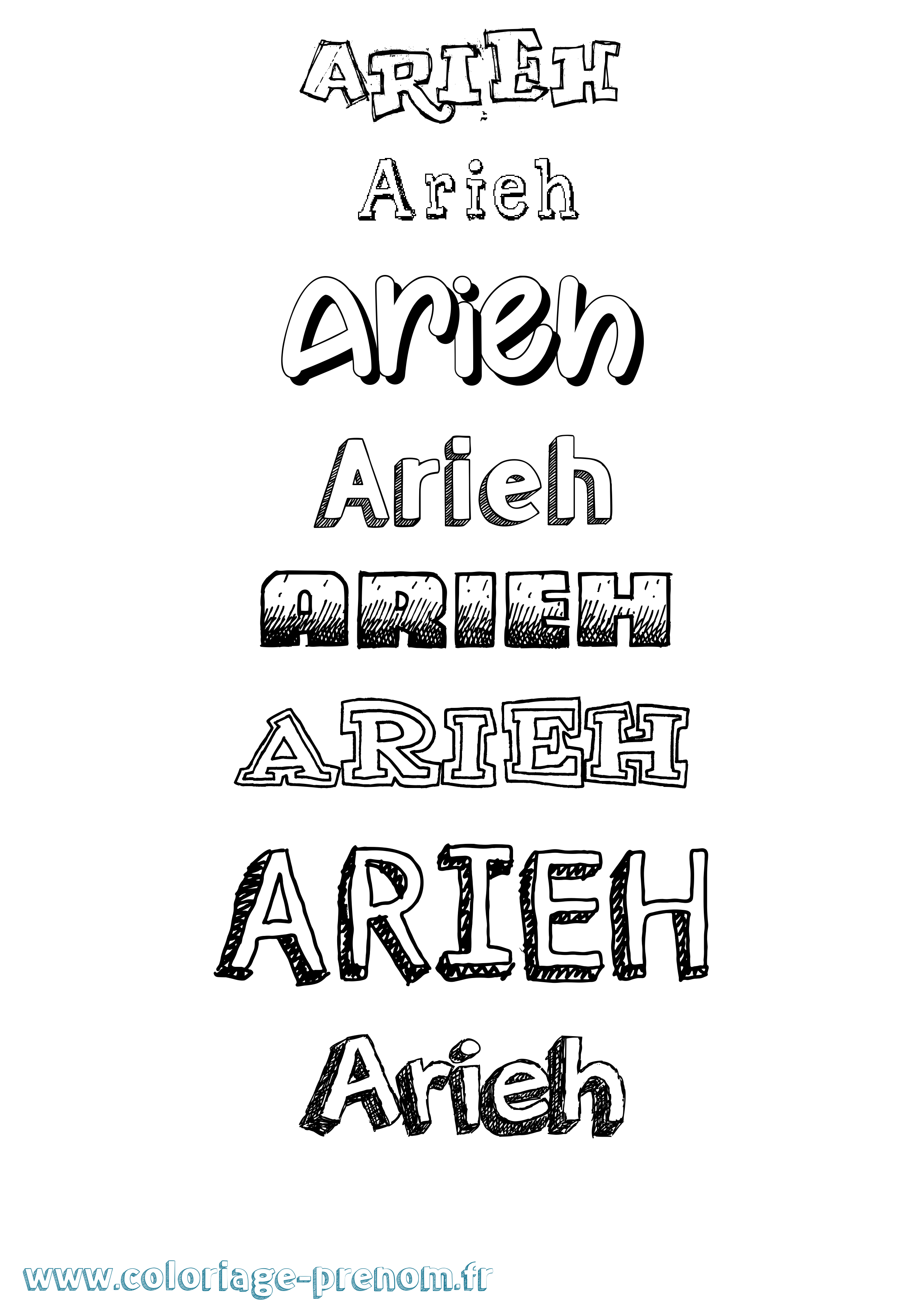 Coloriage Arieh Dessiné Coloriage prénom Arieh Dessiné