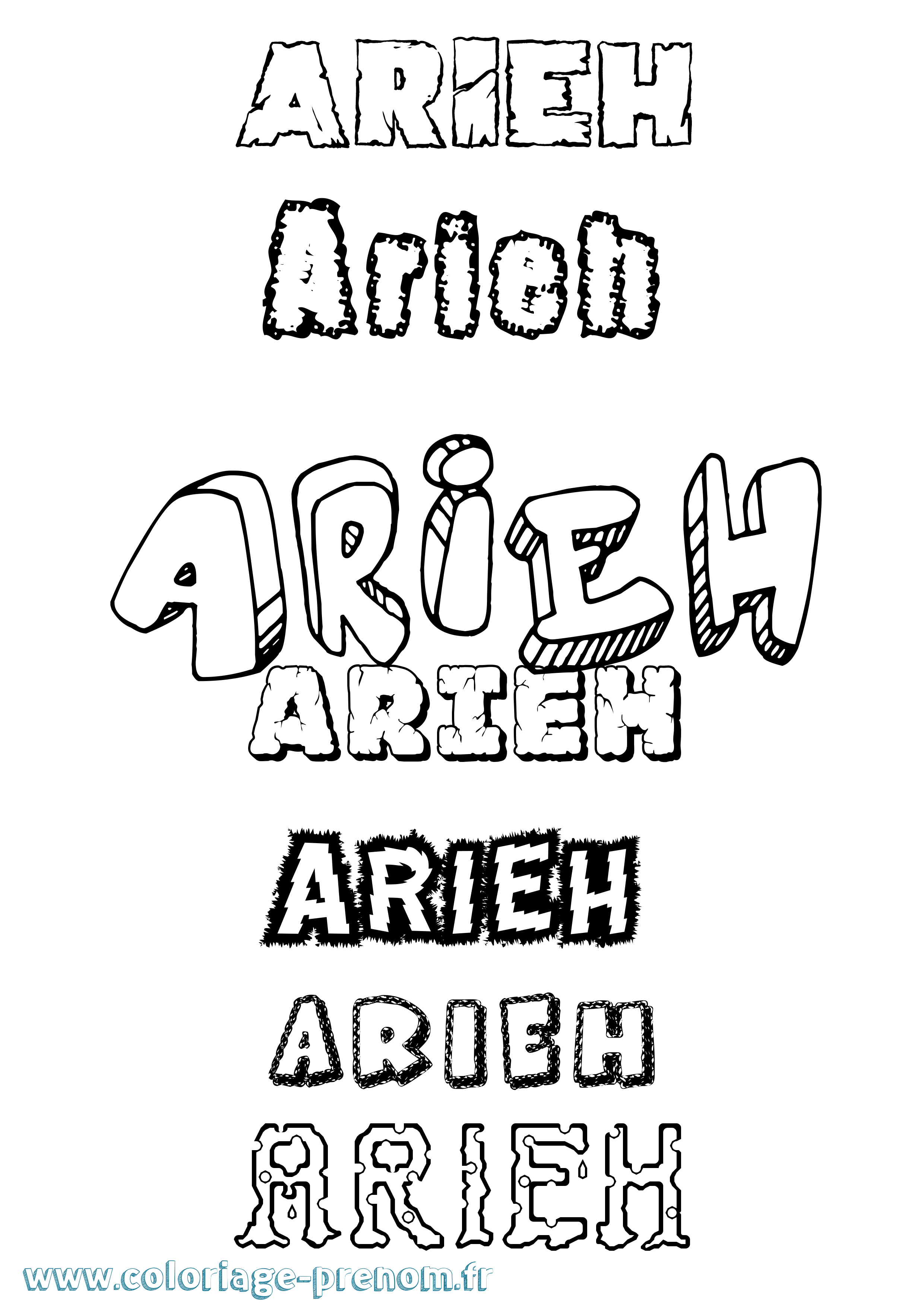 Coloriage Arieh Destructuré Coloriage prénom Arieh Destructuré