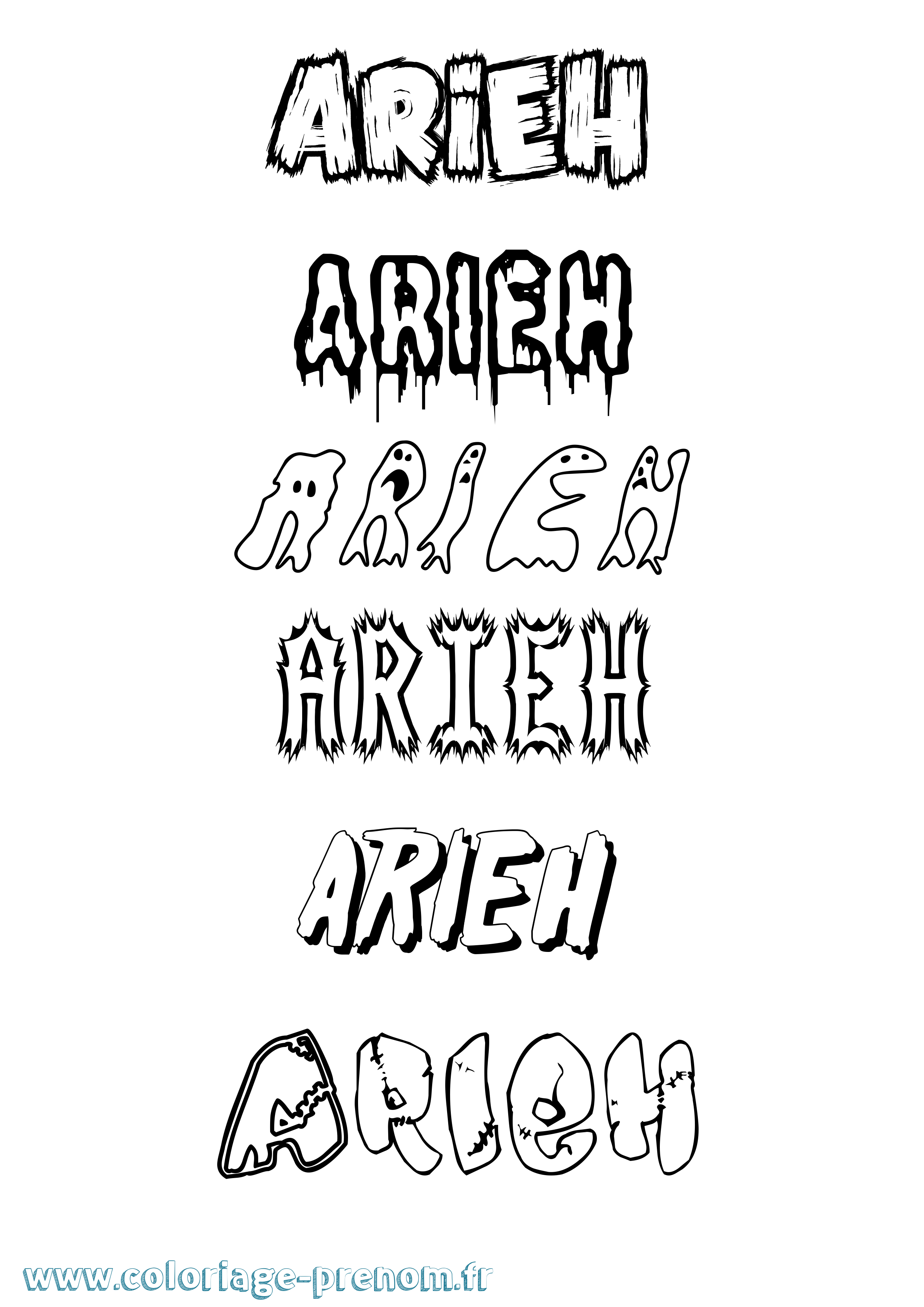 Coloriage Arieh Frisson Coloriage prénom Arieh Frisson