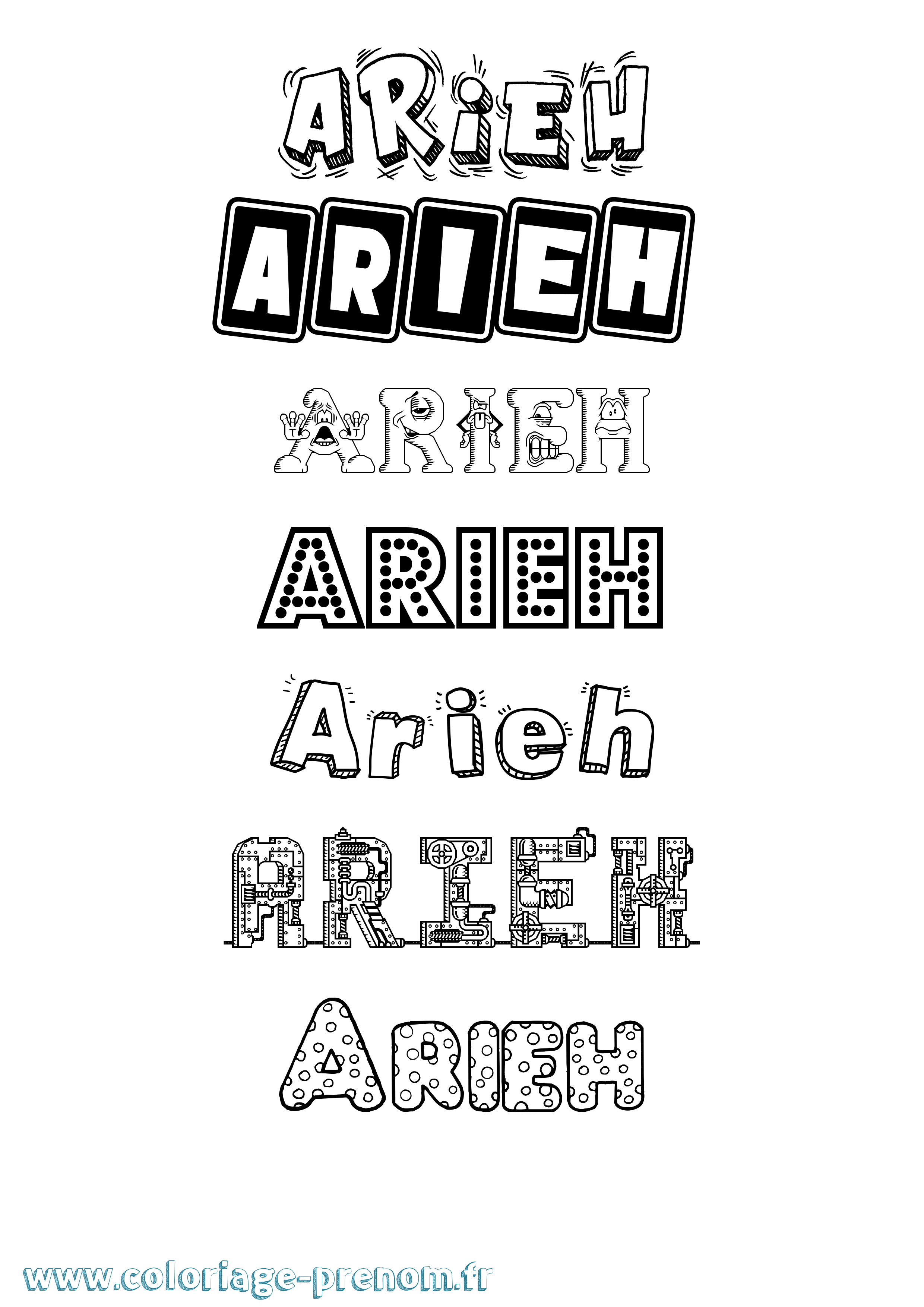 Coloriage Arieh Fun Coloriage prénom Arieh Fun