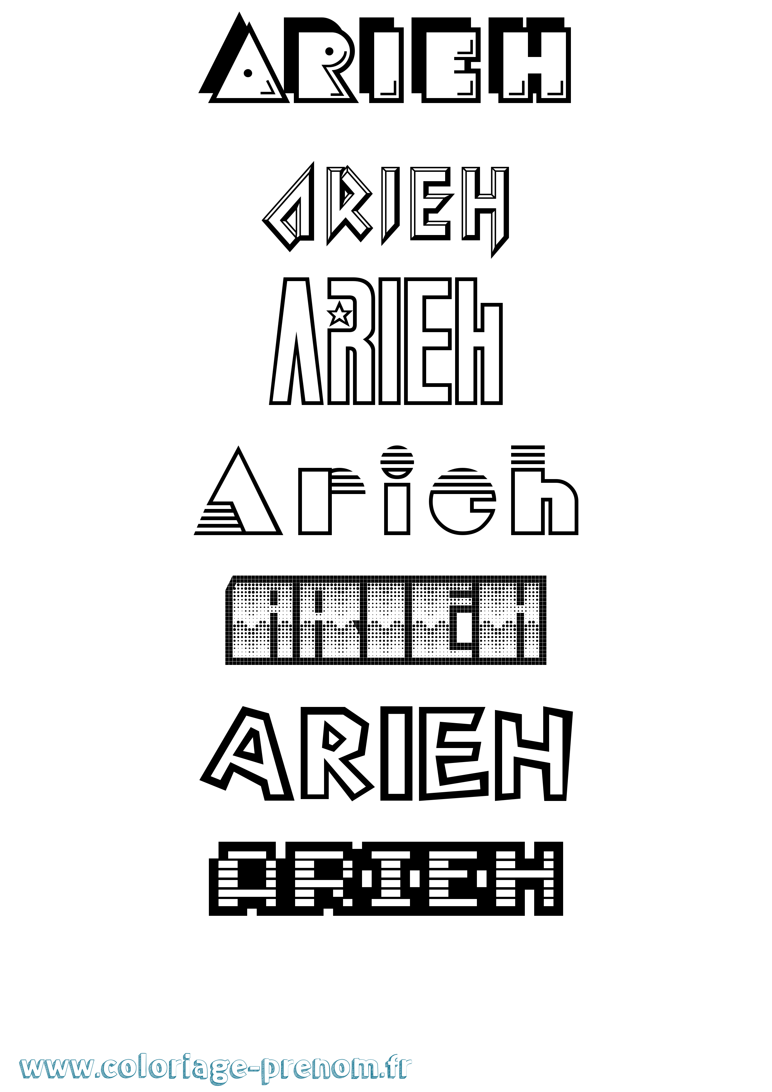 Coloriage Arieh Jeux Vidéos Coloriage prénom Arieh Jeux Vidéos