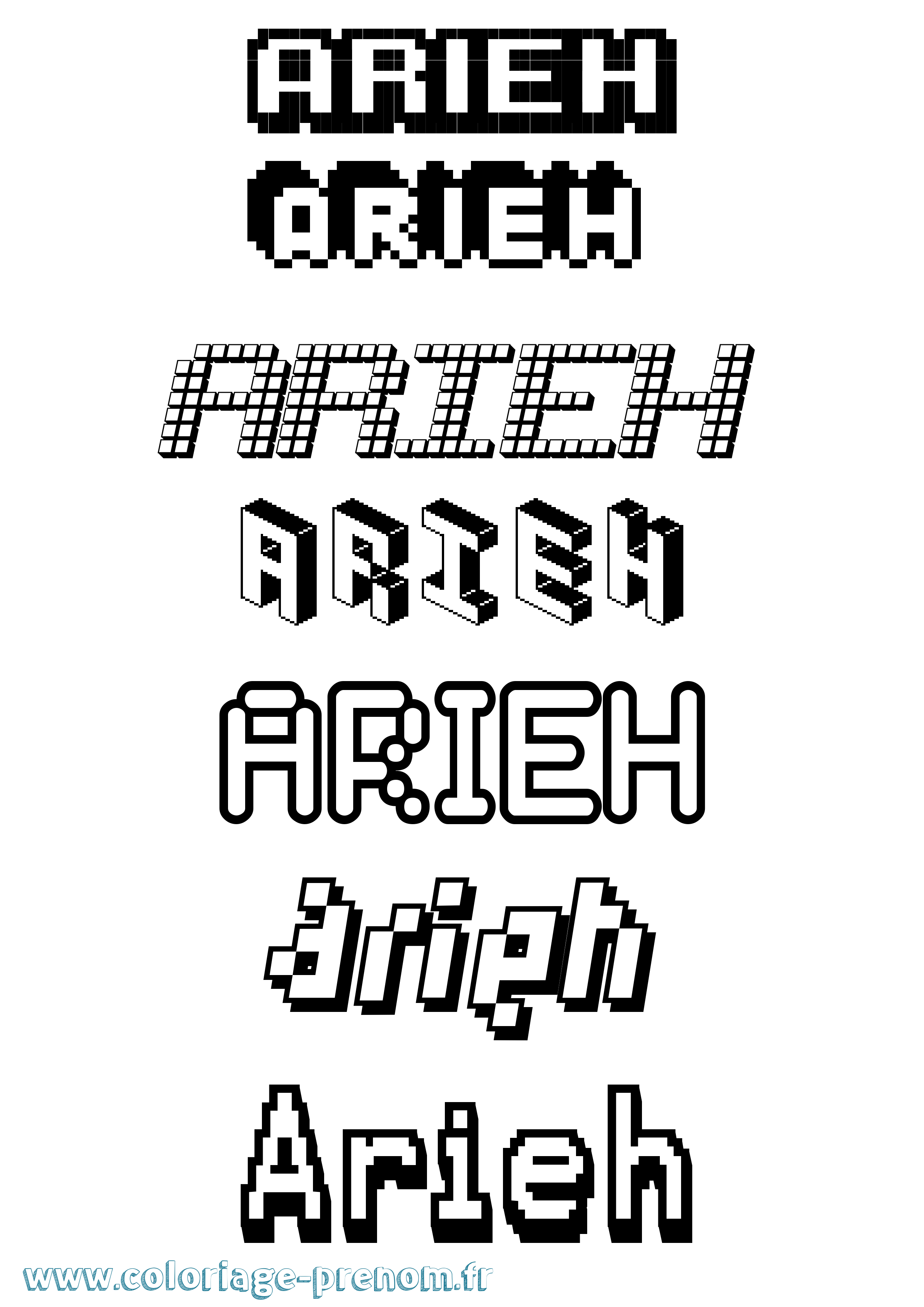 Coloriage Arieh Pixel Coloriage prénom Arieh Pixel