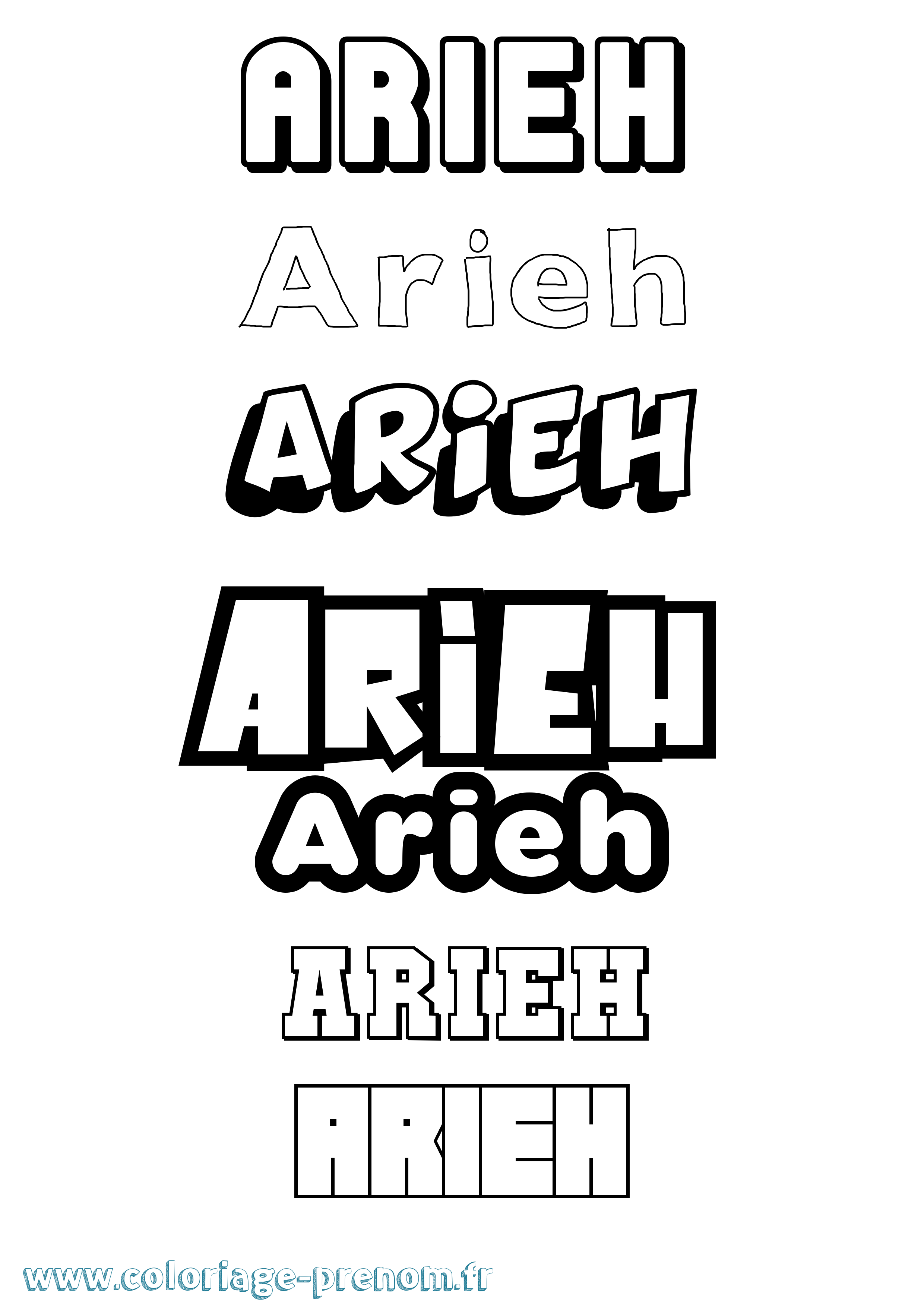Coloriage Arieh Simple Coloriage prénom Arieh Simple