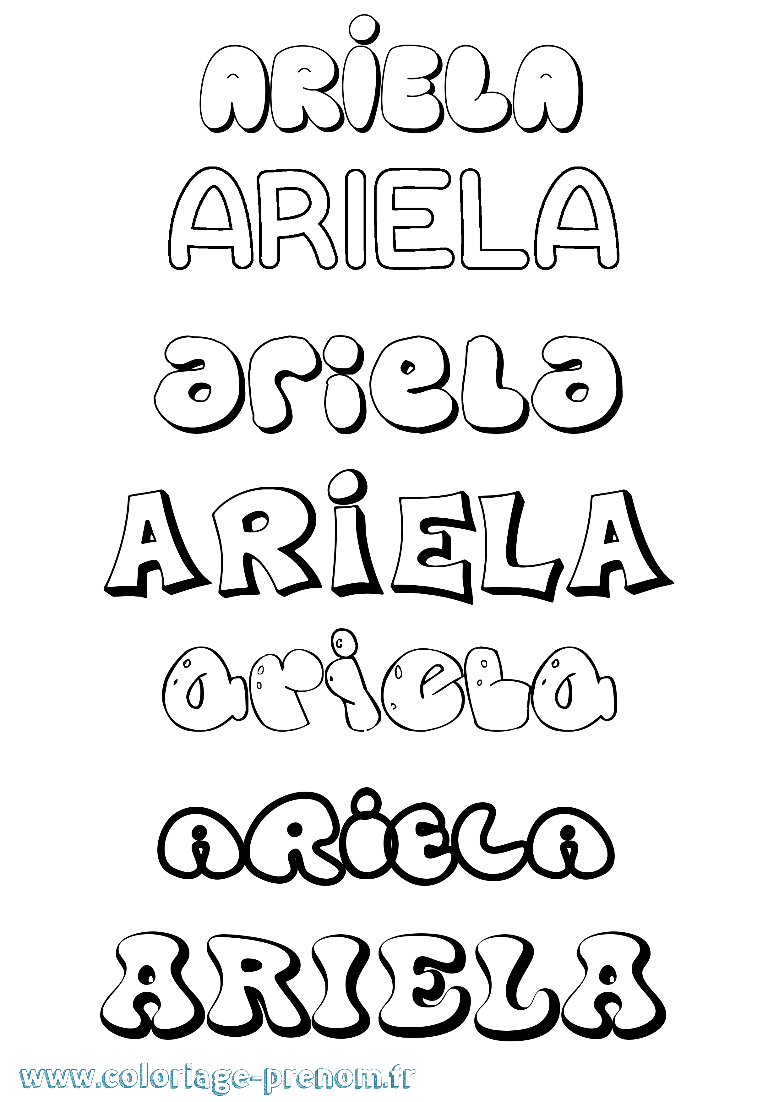 Coloriage Ariela Bubble Coloriage prénom Ariela Bubble