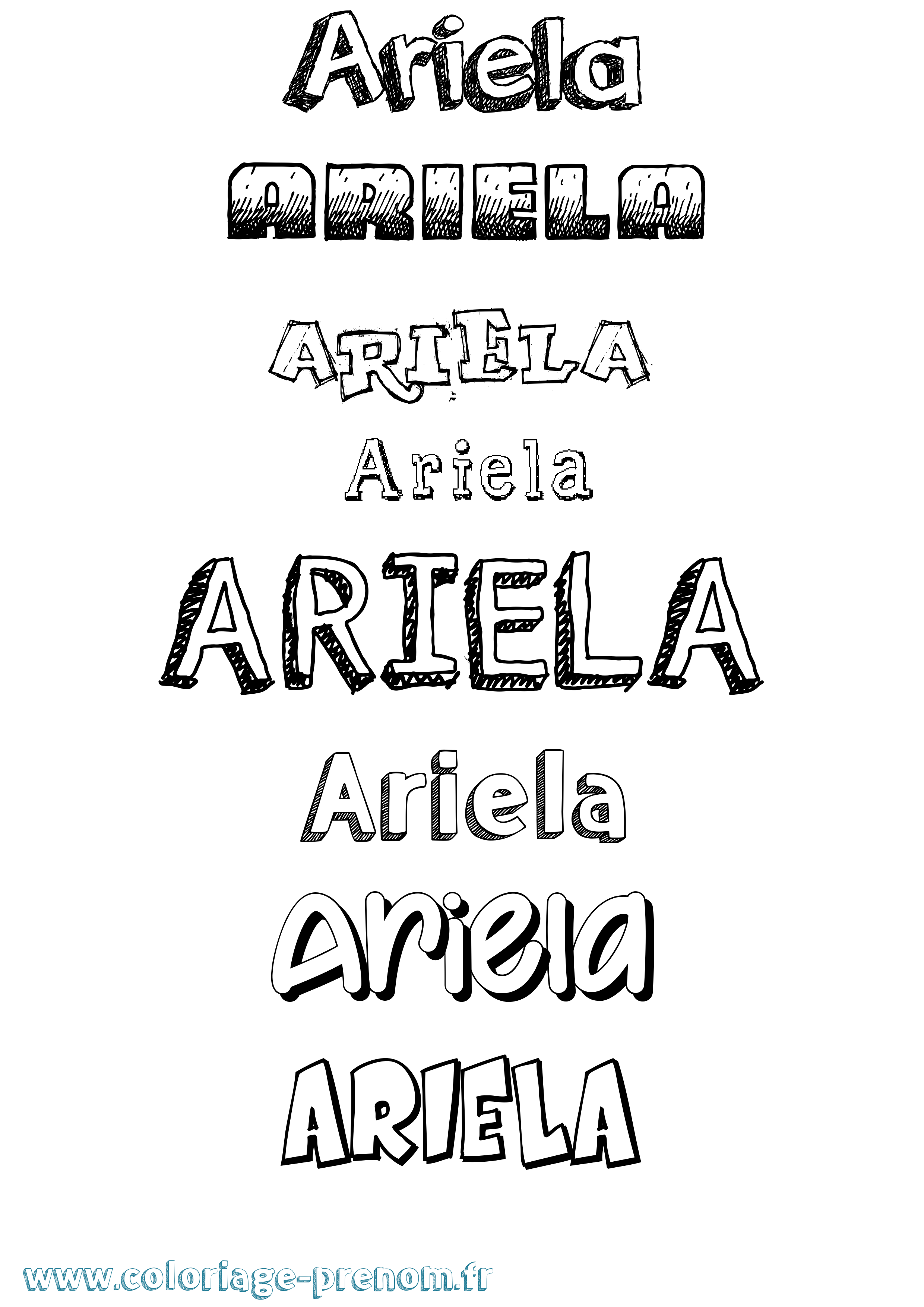 Coloriage Ariela Dessiné Coloriage prénom Ariela Dessiné