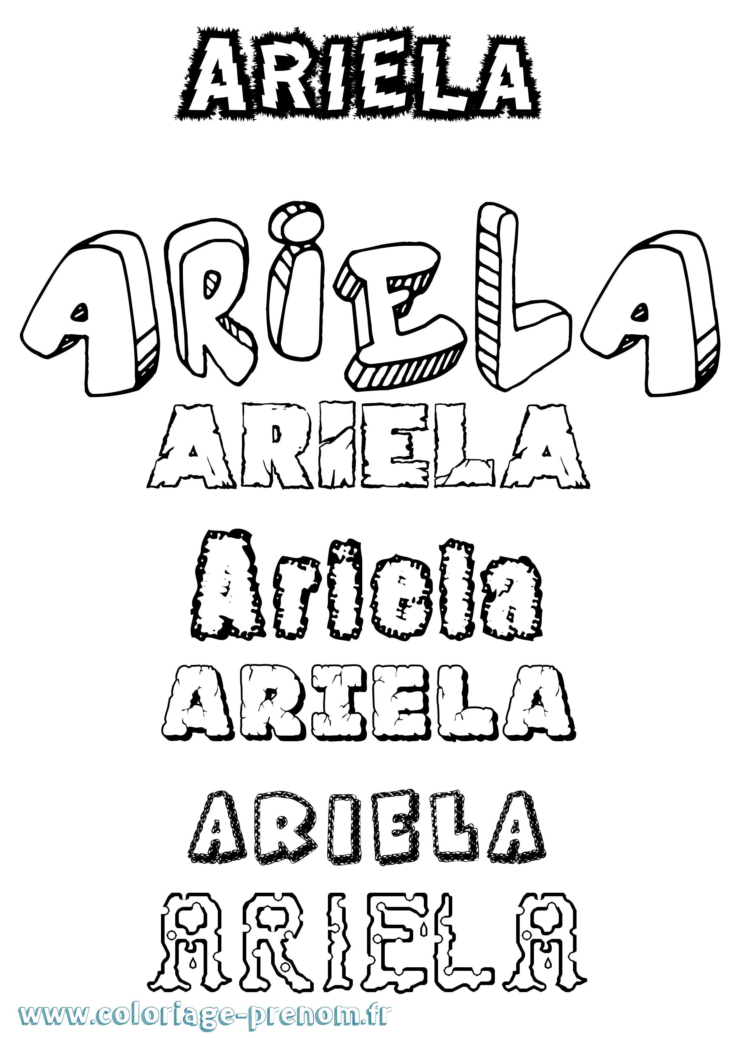 Coloriage Ariela Destructuré Coloriage prénom Ariela Destructuré
