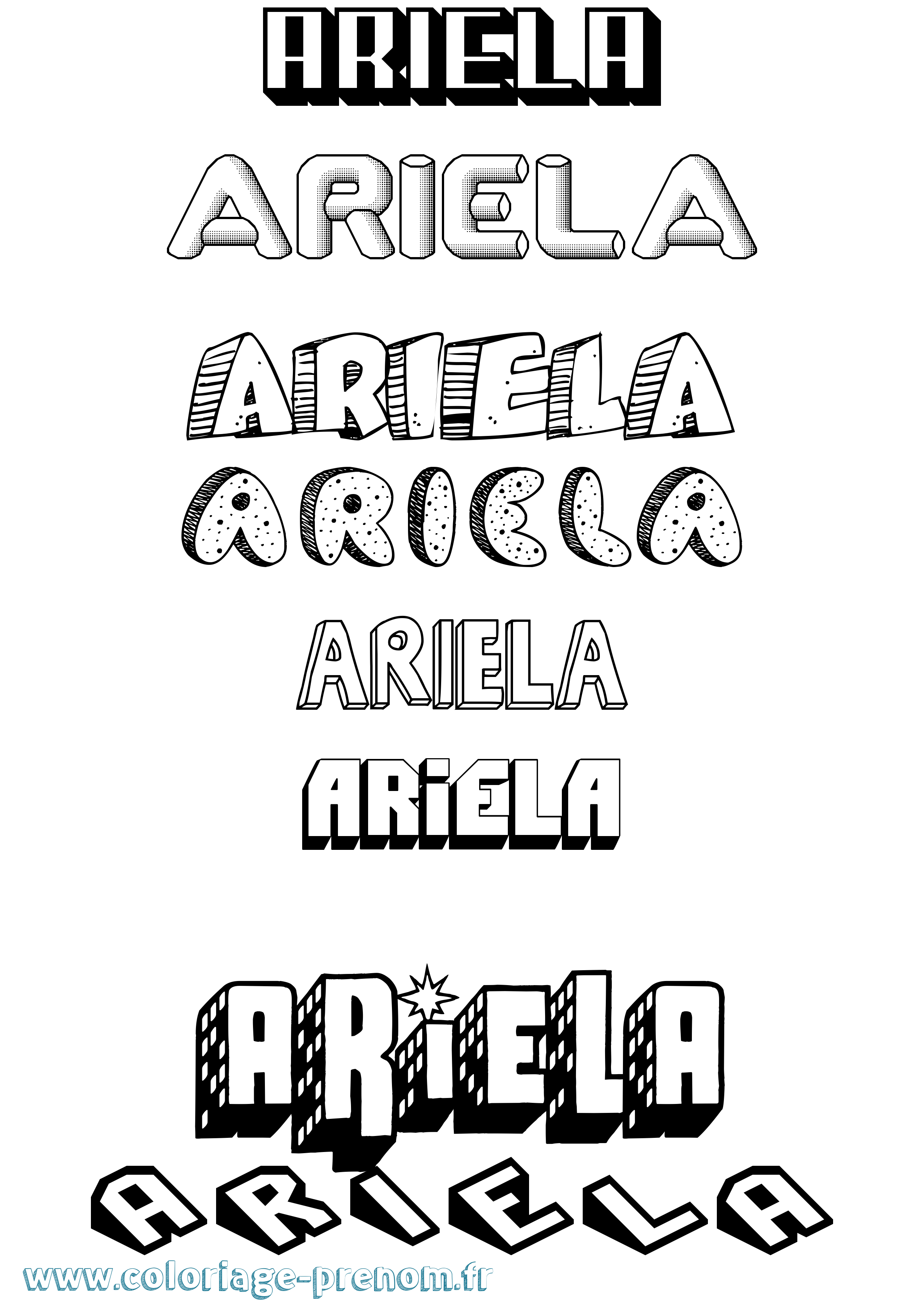 Coloriage Ariela Effet 3D Coloriage prénom Ariela Effet 3D