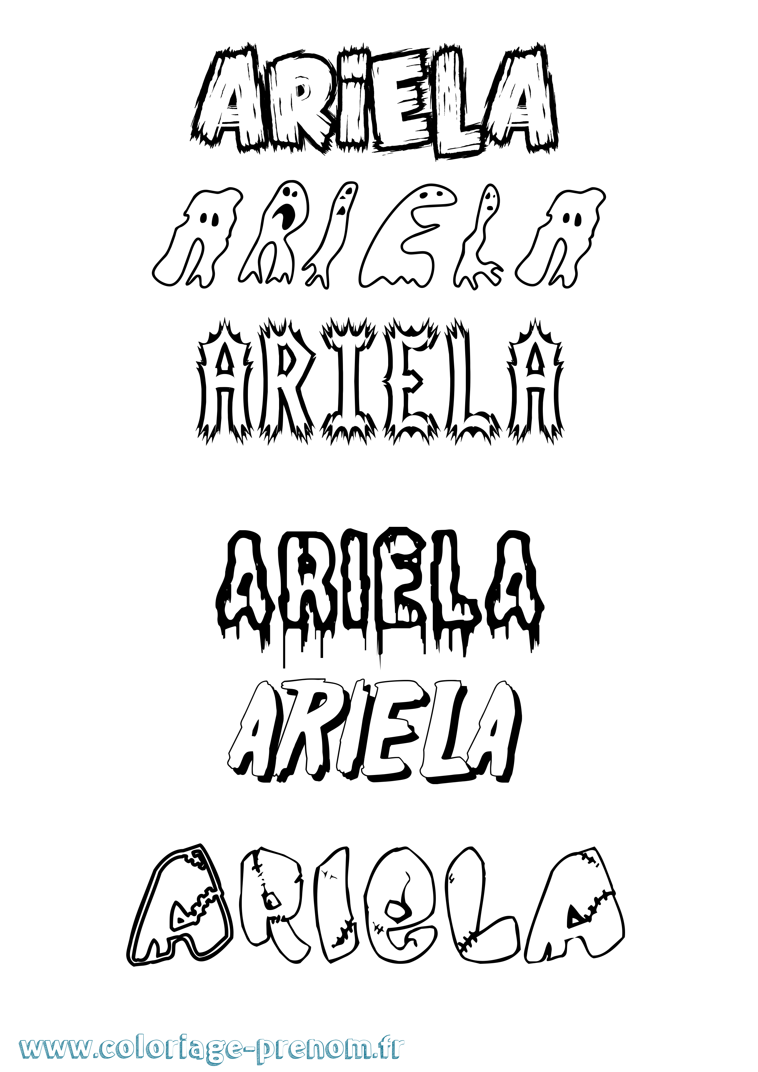 Coloriage Ariela Frisson Coloriage prénom Ariela Frisson