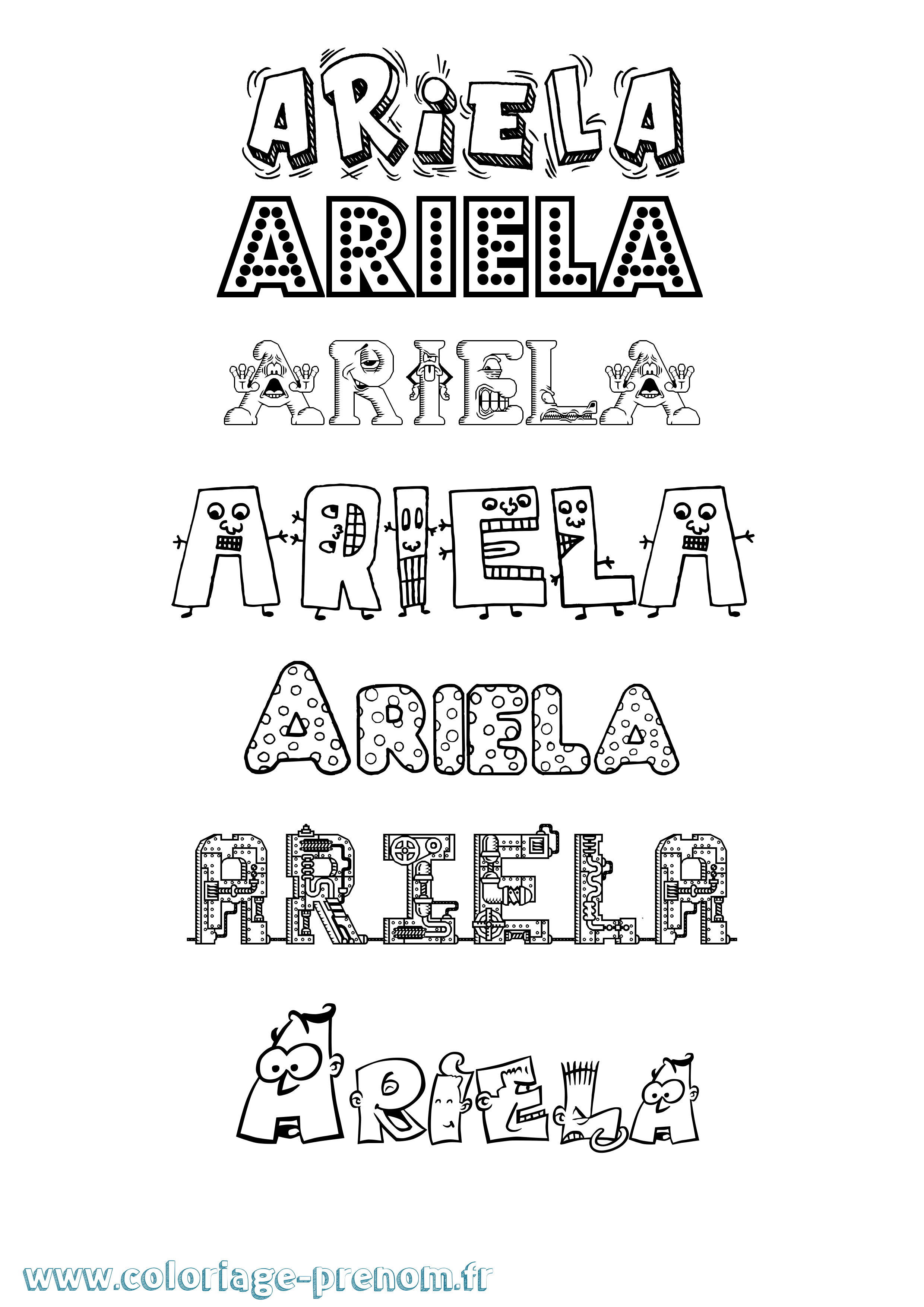 Coloriage Ariela Fun Coloriage prénom Ariela Fun