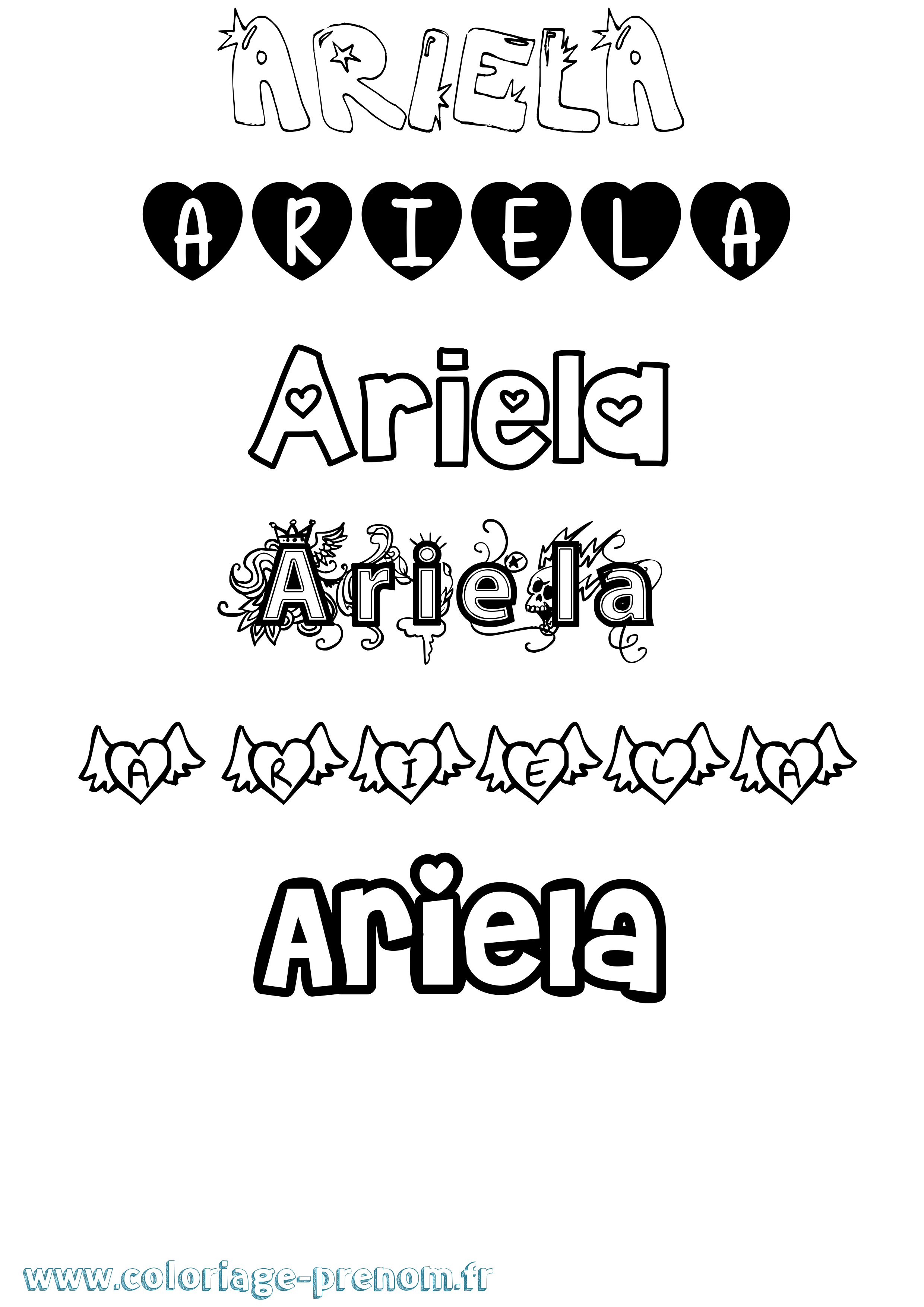 Coloriage Ariela Girly Coloriage prénom Ariela Girly