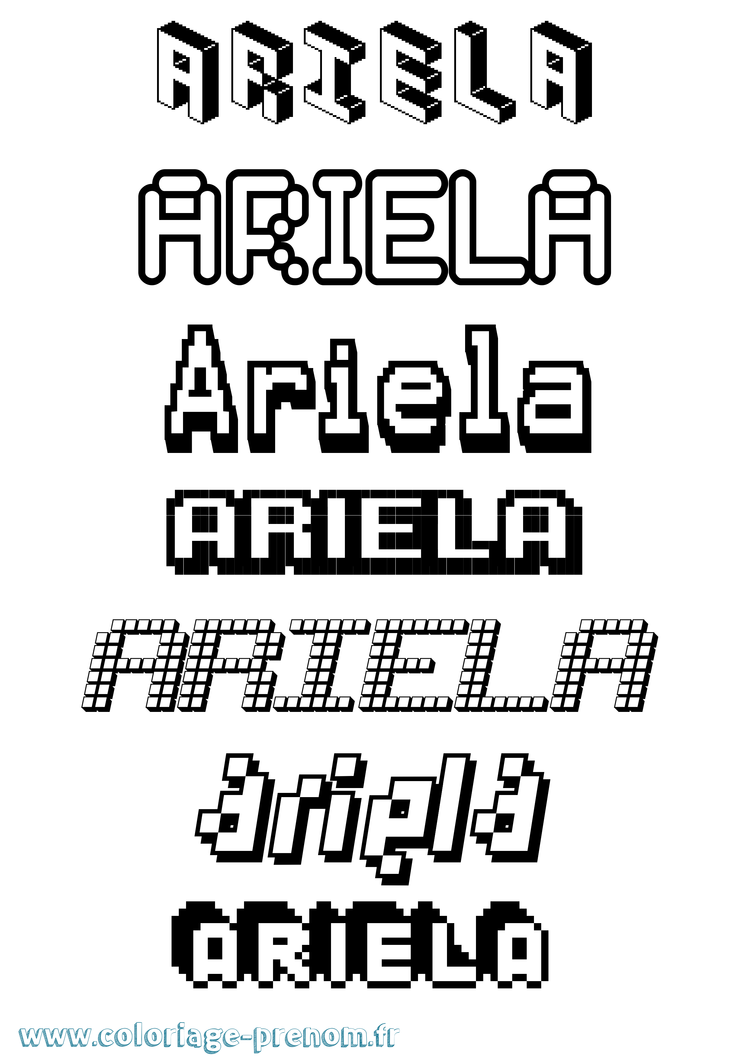 Coloriage Ariela Pixel Coloriage prénom Ariela Pixel