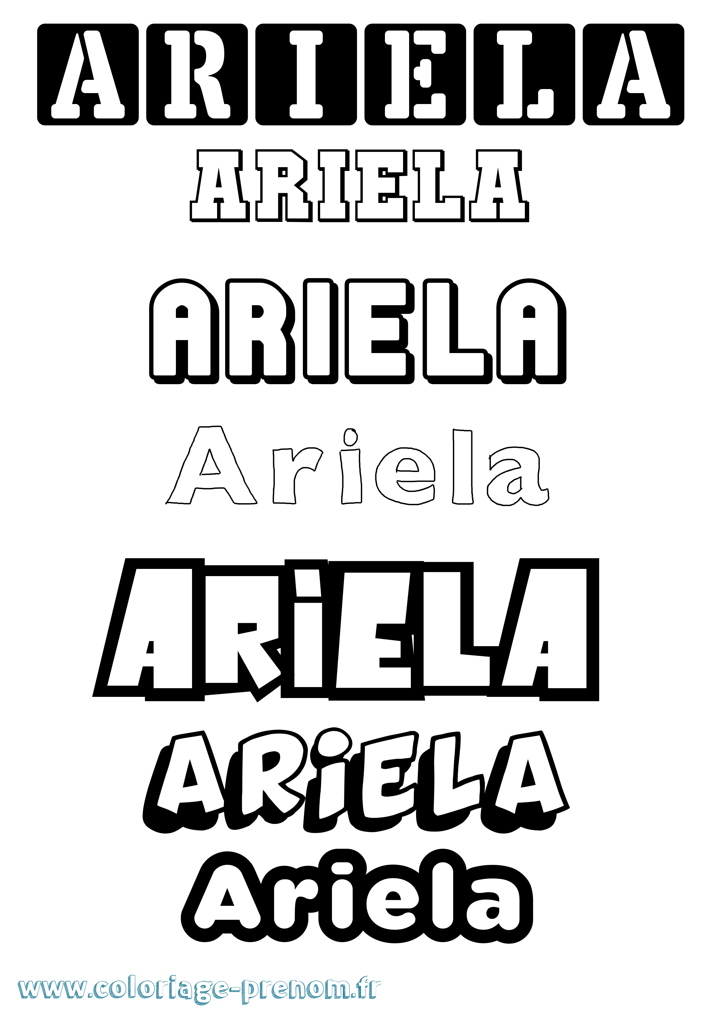 Coloriage Ariela Simple Coloriage prénom Ariela Simple