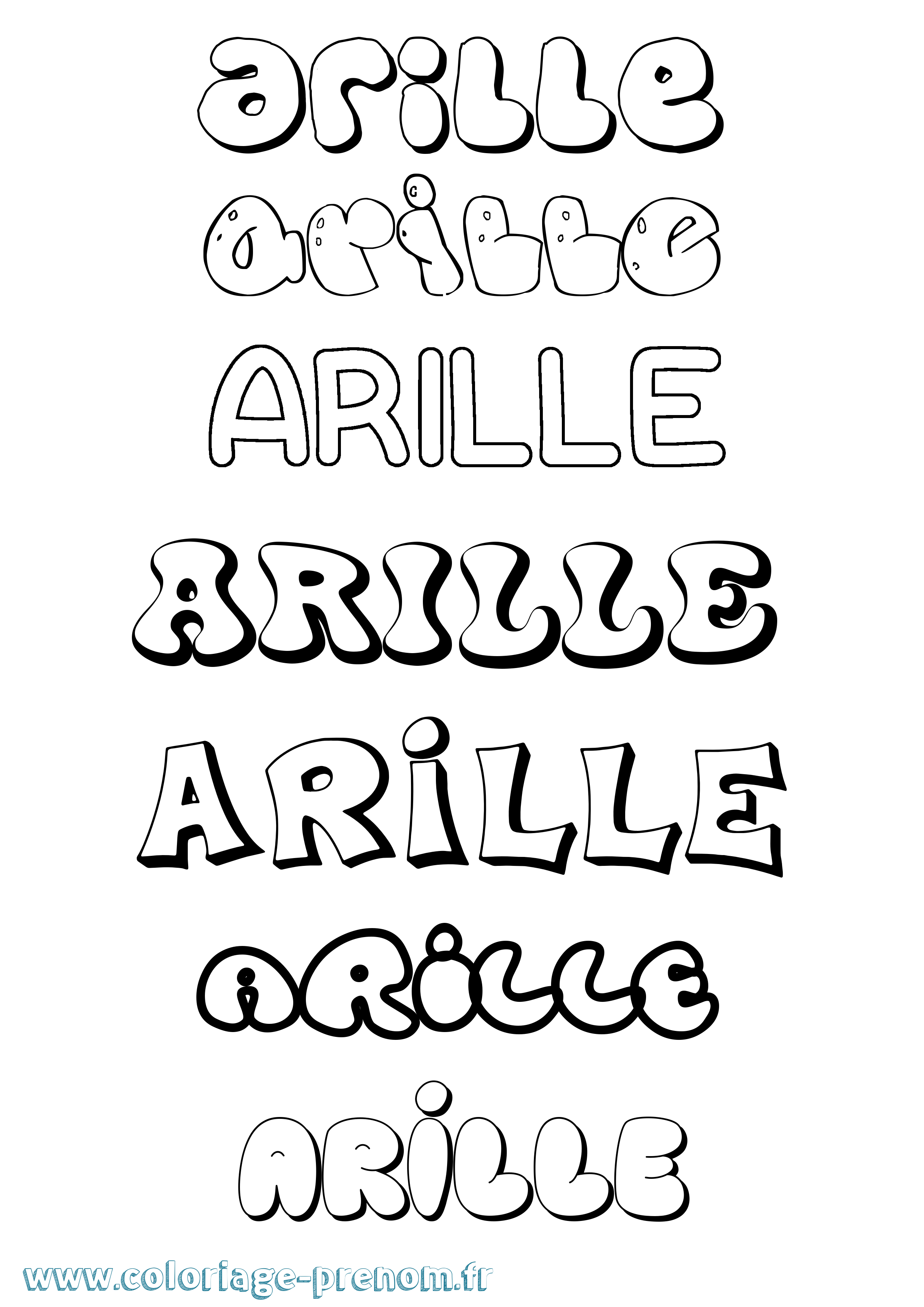 Coloriage Arille Bubble Coloriage prénom Arille Bubble