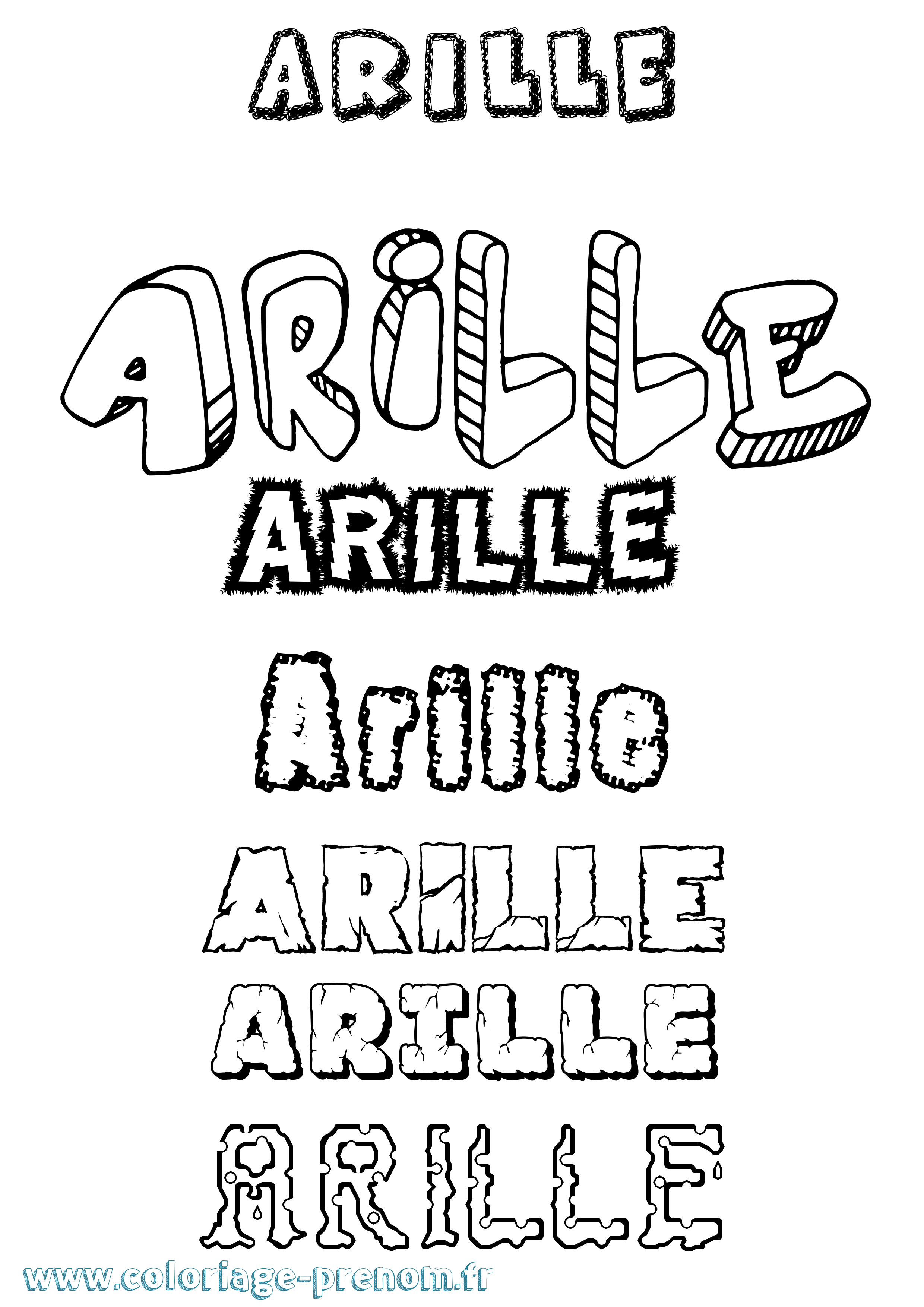 Coloriage Arille Destructuré Coloriage prénom Arille Destructuré
