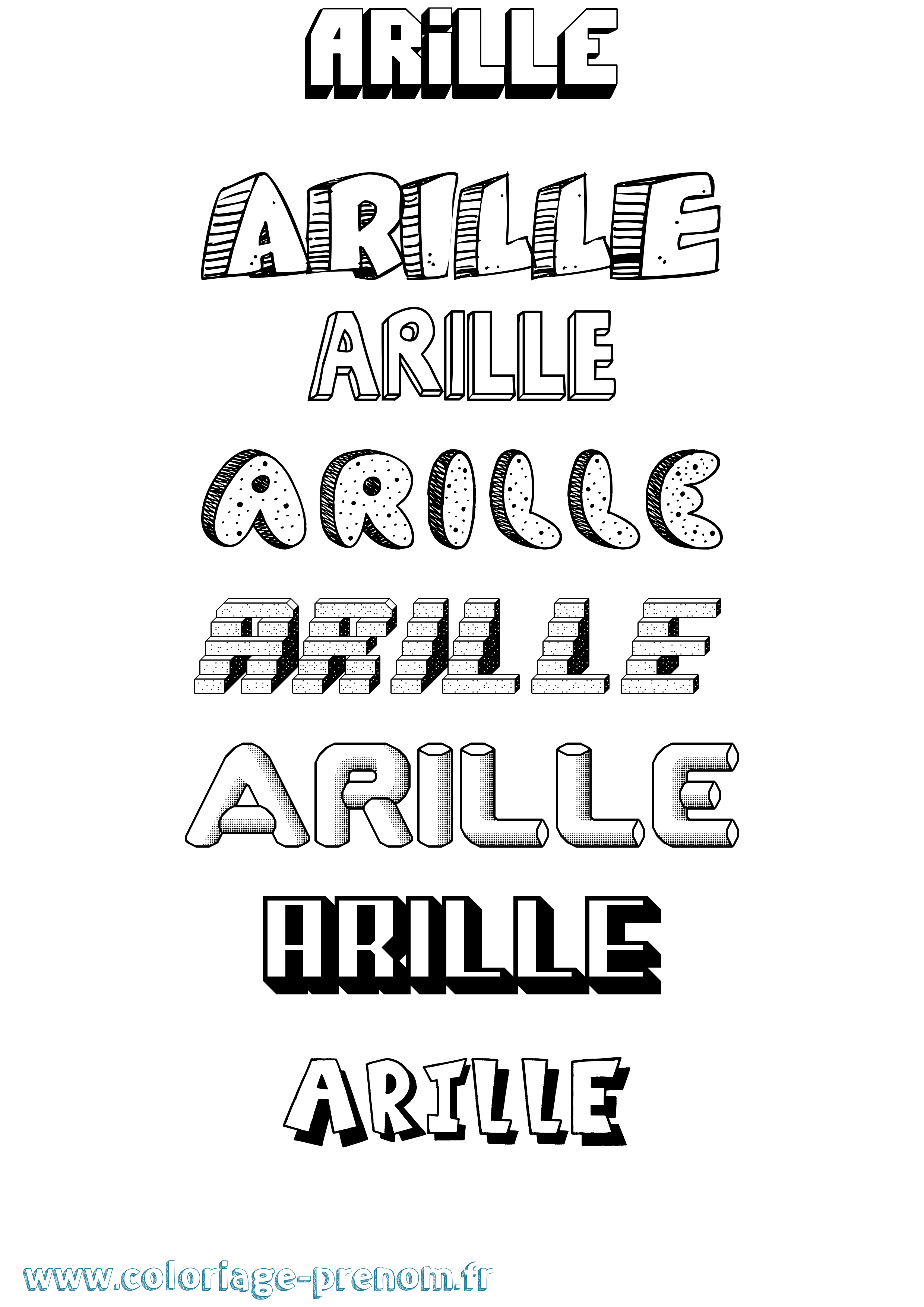 Coloriage Arille Effet 3D Coloriage prénom Arille Effet 3D
