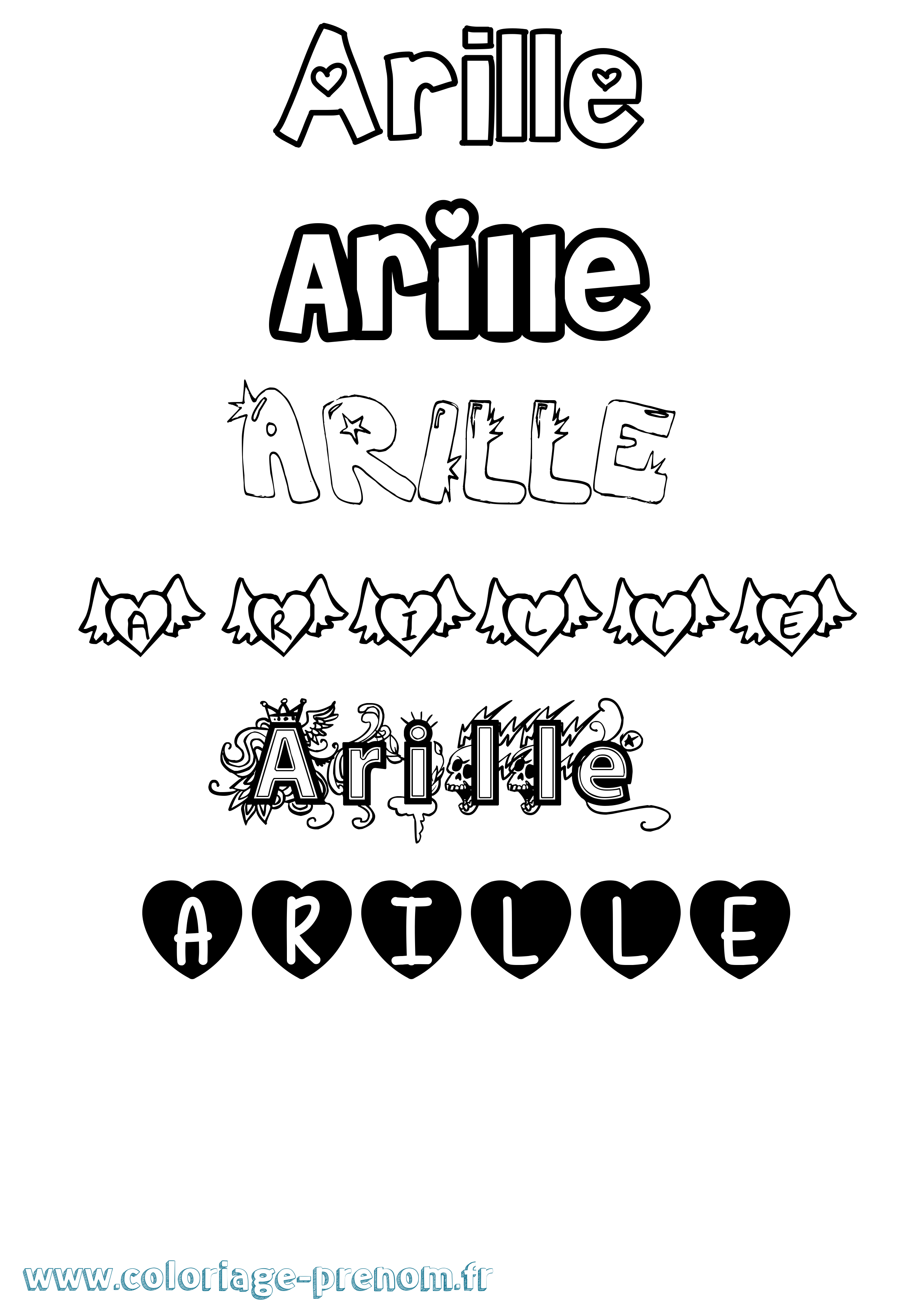 Coloriage Arille Girly Coloriage prénom Arille Girly