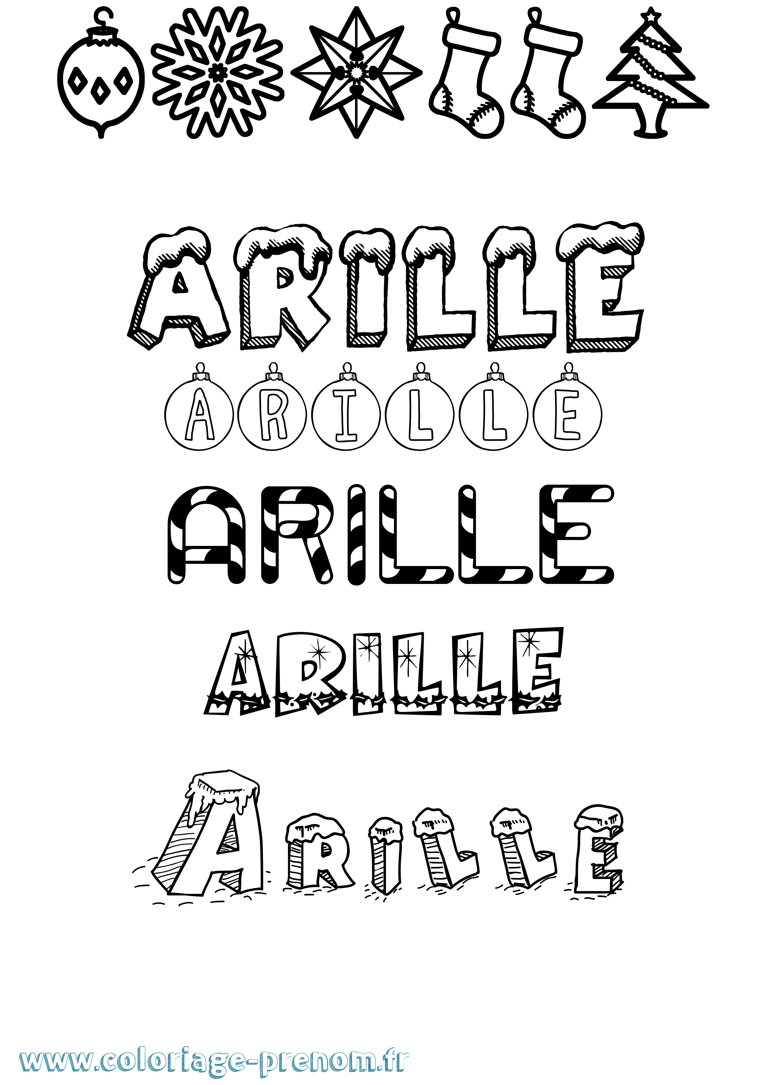 Coloriage Arille Noël Coloriage prénom Arille Noël