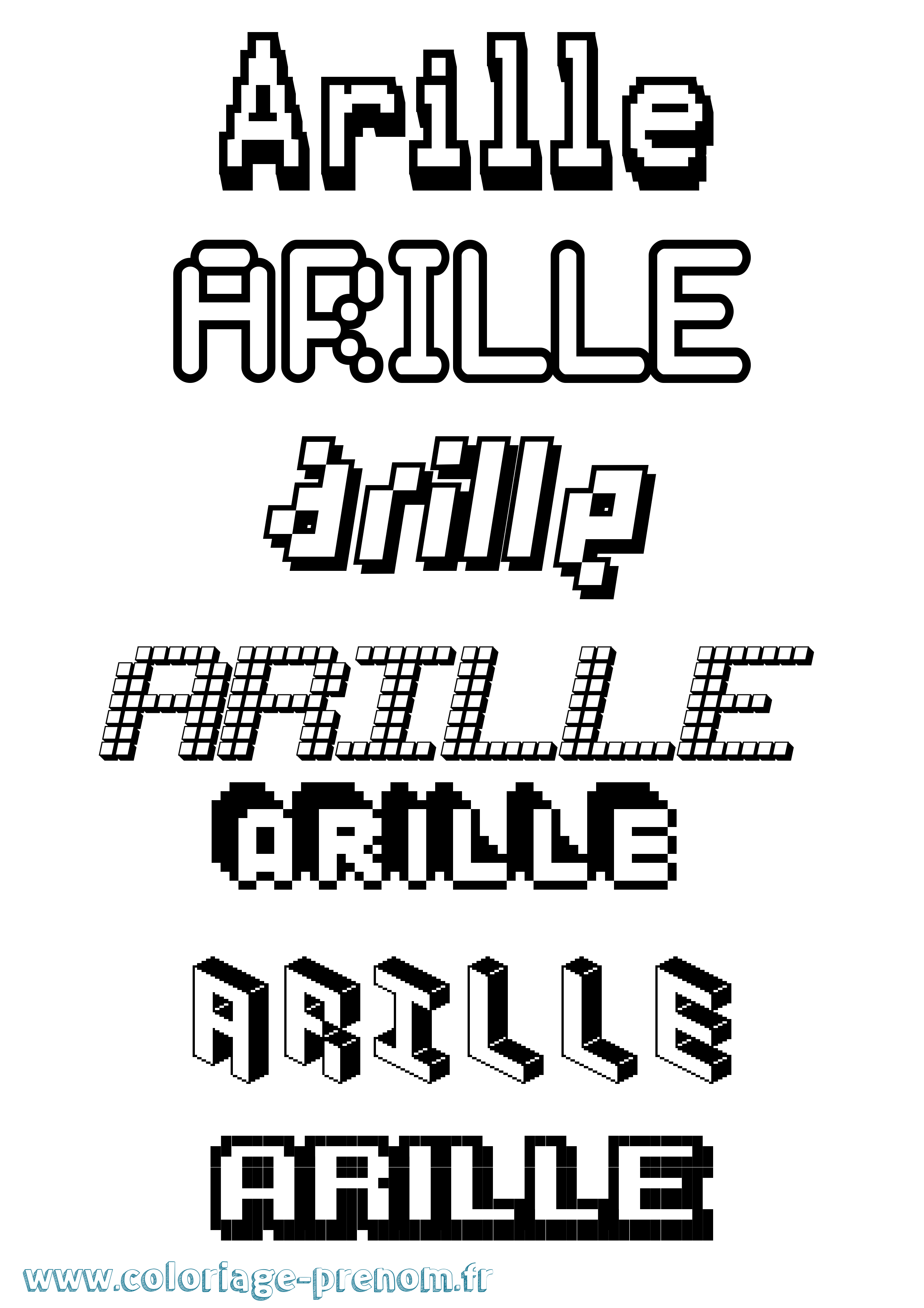 Coloriage Arille Pixel Coloriage prénom Arille Pixel