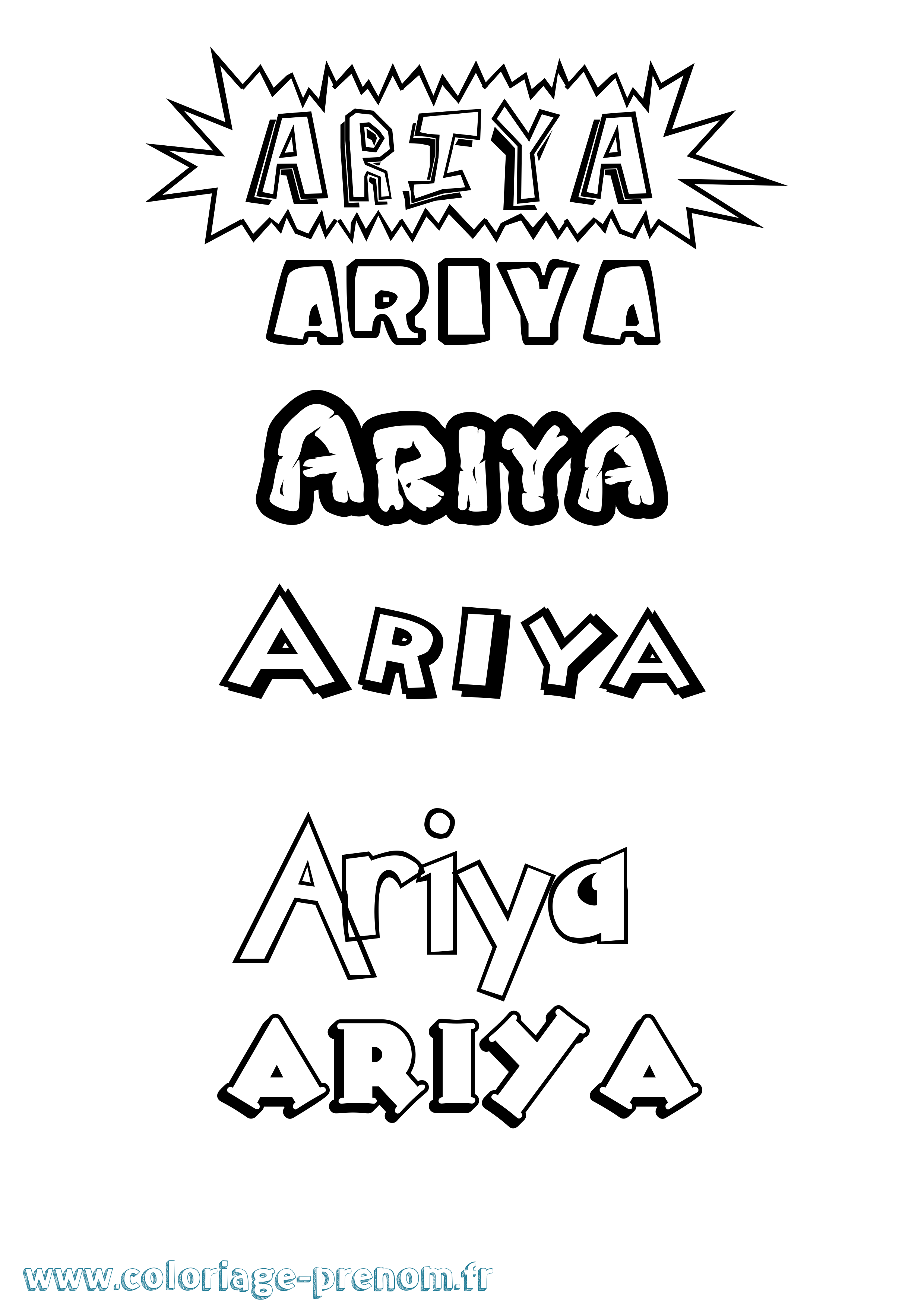 Coloriage Ariya Dessin Animé Coloriage prénom Ariya Dessin Animé