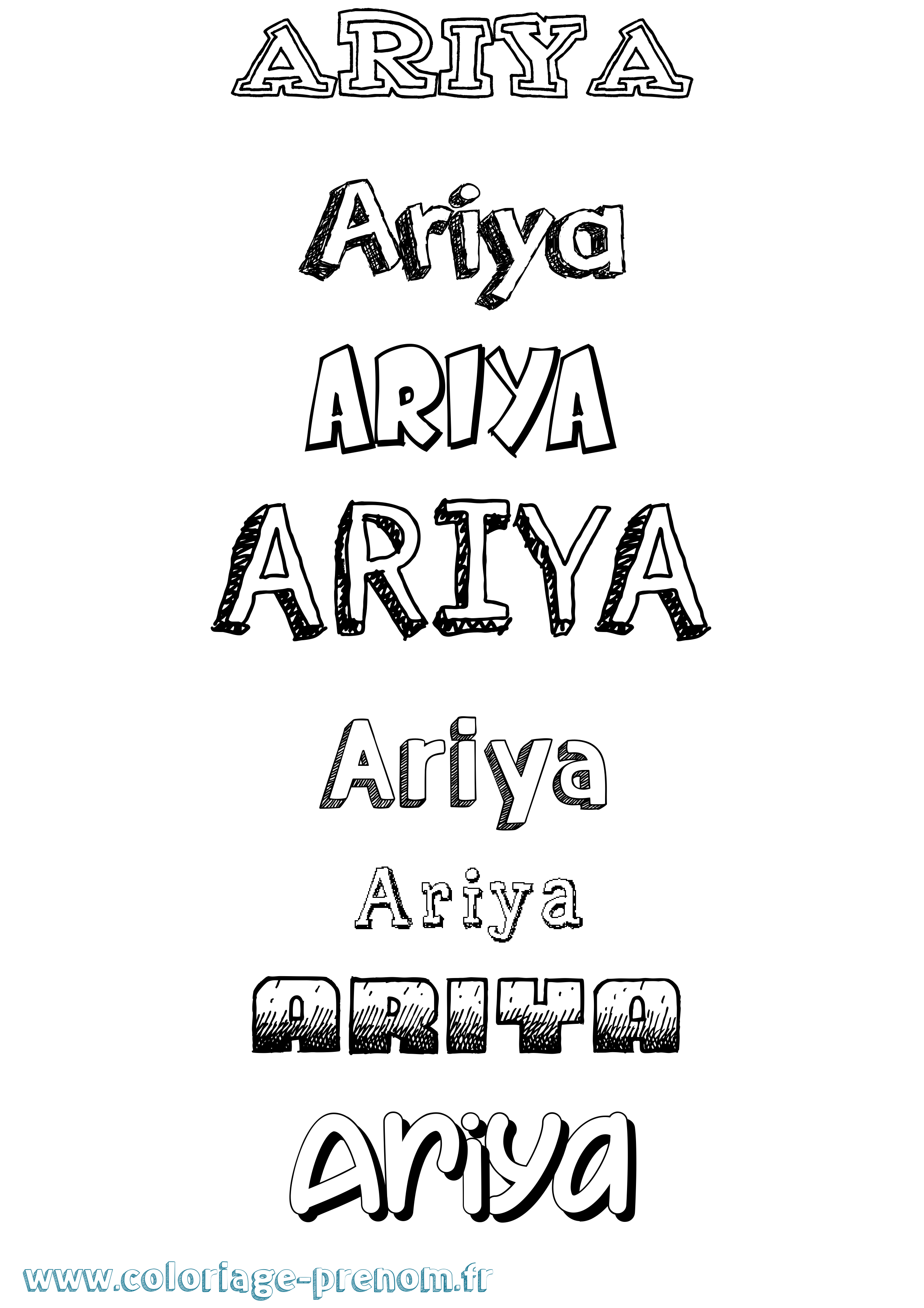 Coloriage Ariya Dessiné Coloriage prénom Ariya Dessiné