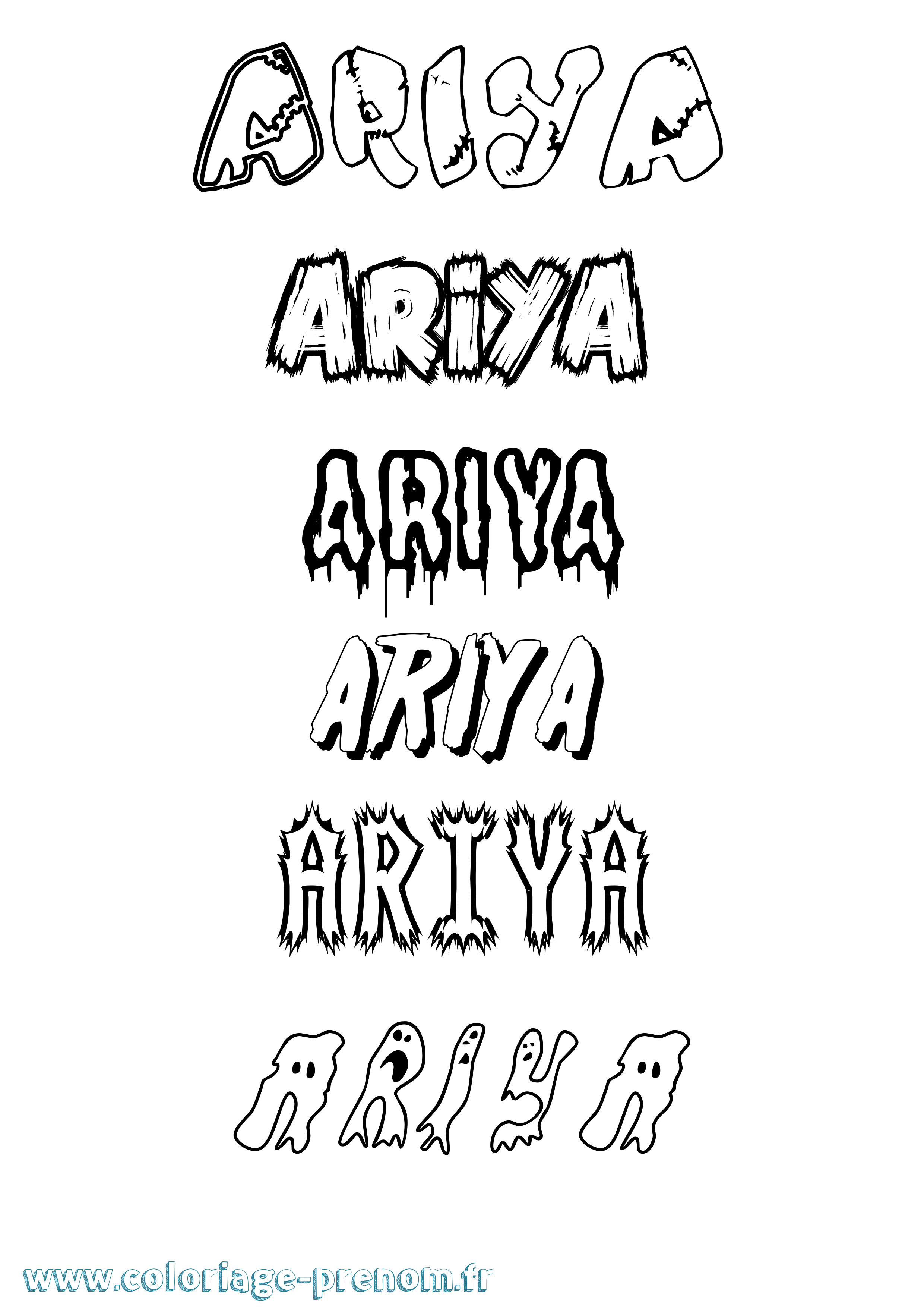 Coloriage Ariya Frisson Coloriage prénom Ariya Frisson