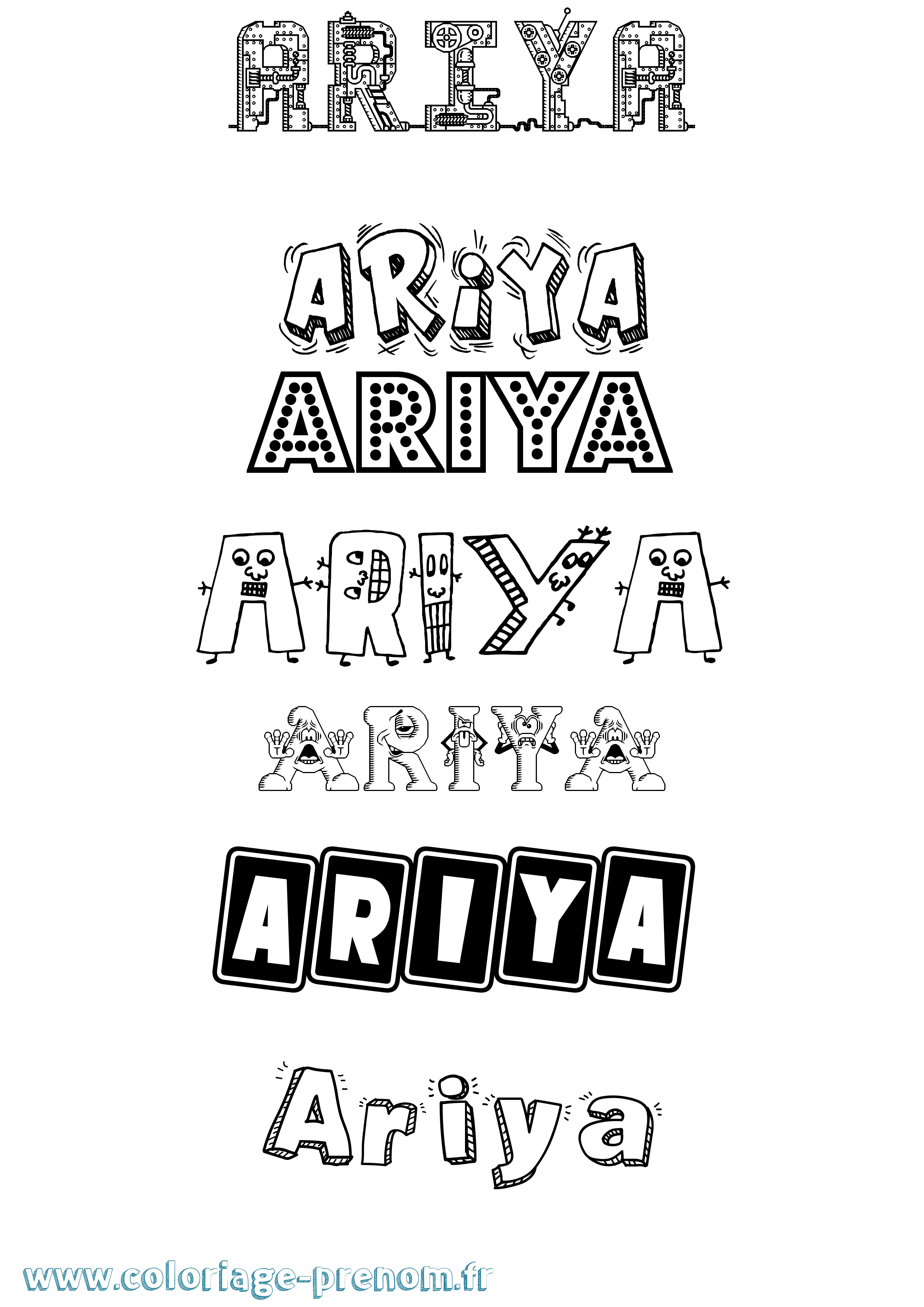 Coloriage Ariya Fun Coloriage prénom Ariya Fun