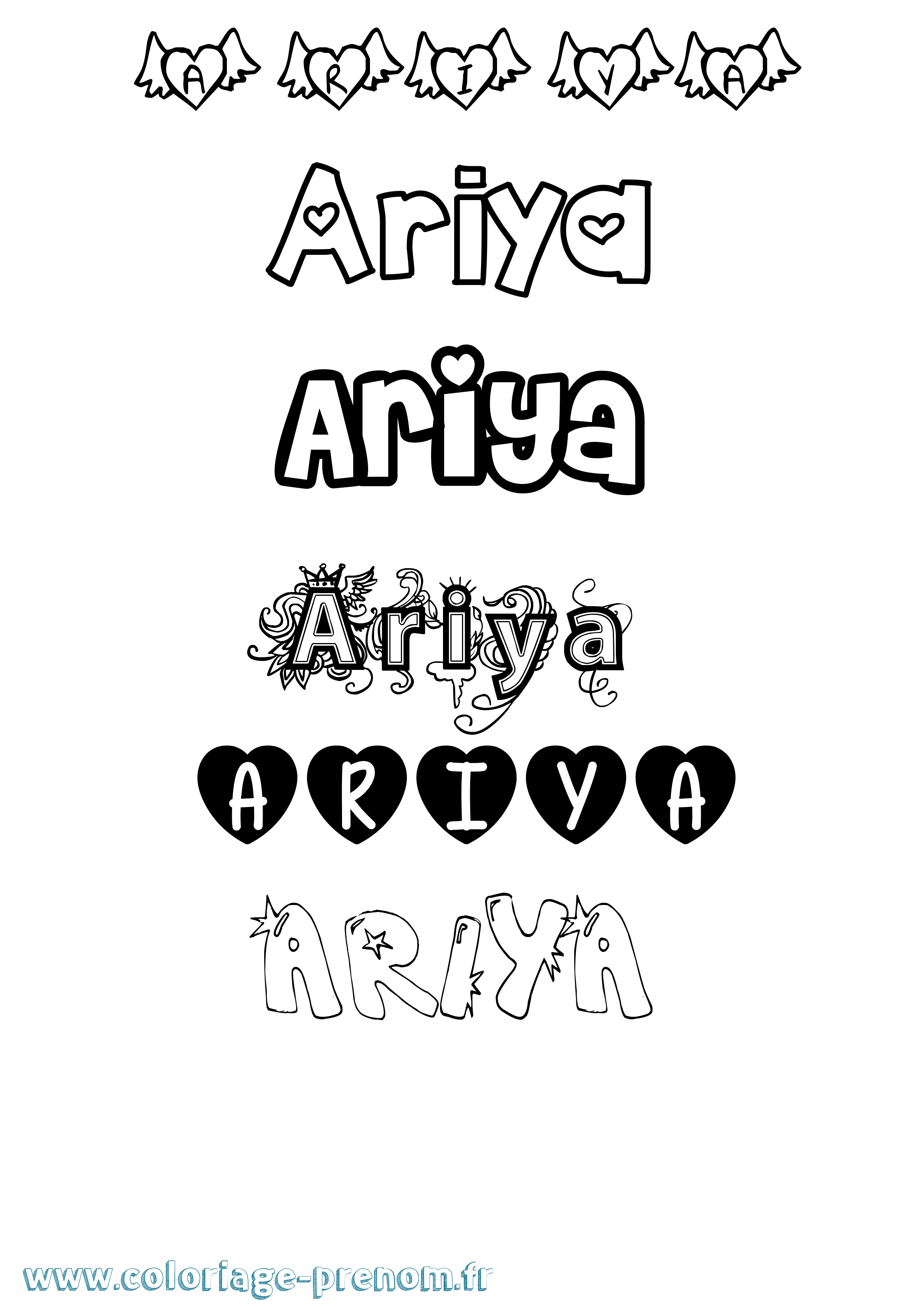Coloriage Ariya Girly Coloriage prénom Ariya Girly