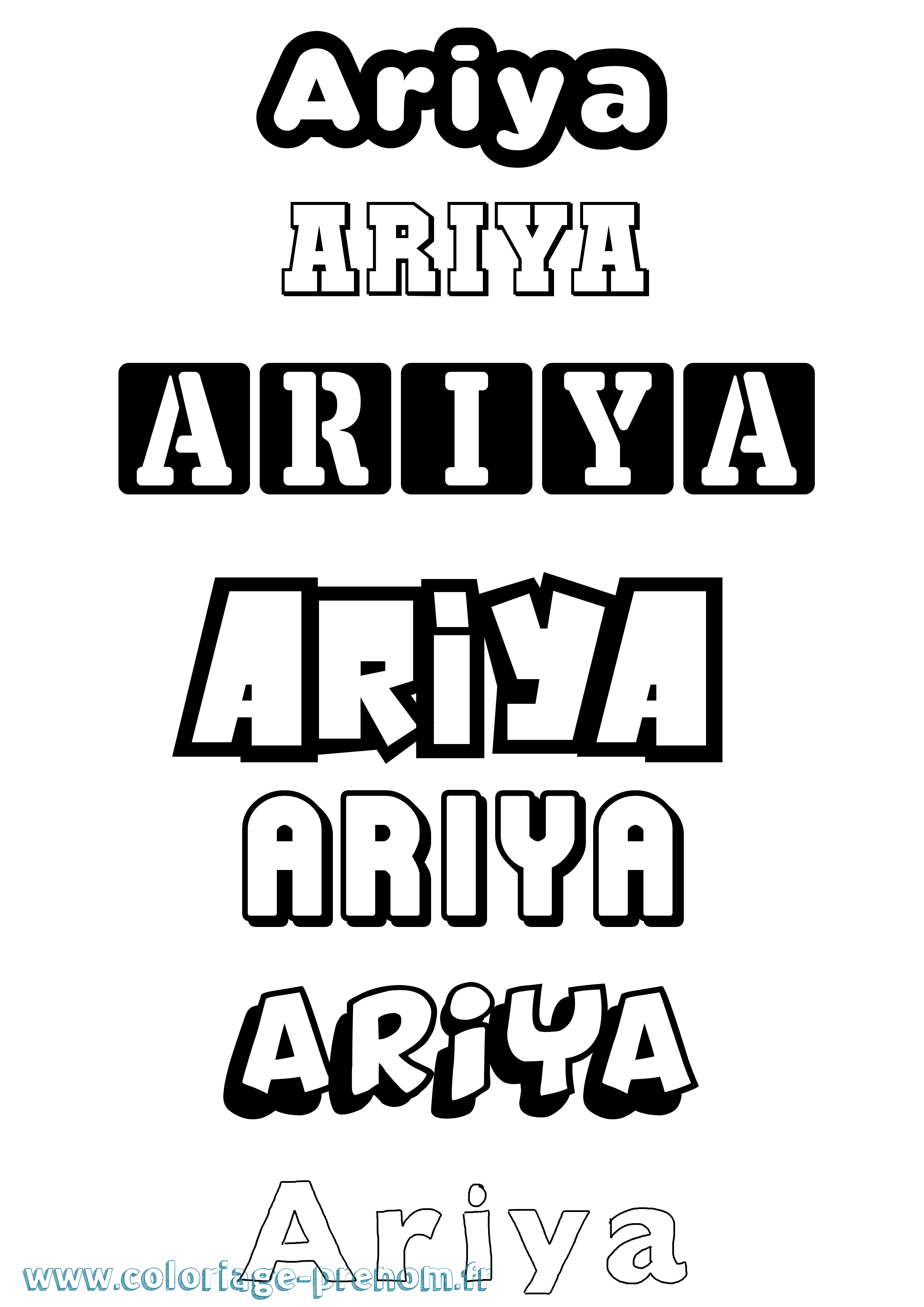 Coloriage Ariya Simple Coloriage prénom Ariya Simple