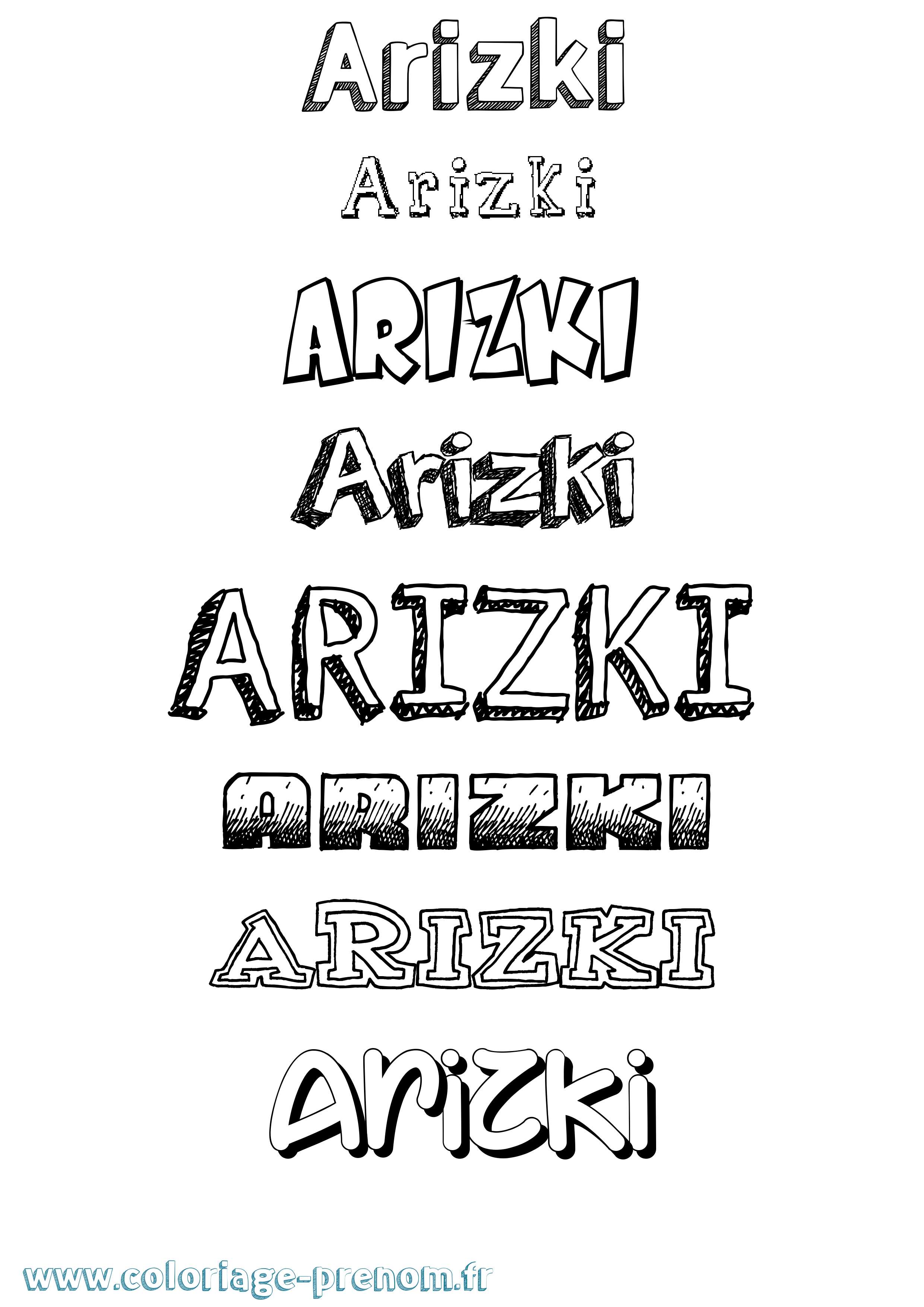 Coloriage Arizki Dessiné Coloriage prénom Arizki Dessiné