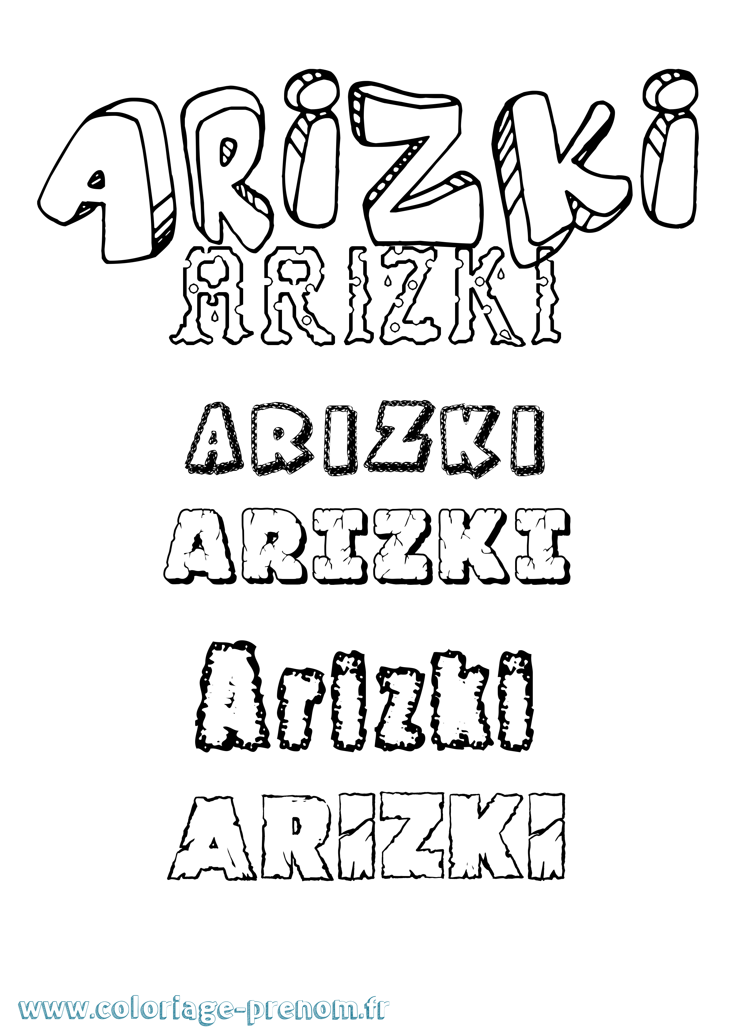 Coloriage Arizki Destructuré Coloriage prénom Arizki Destructuré