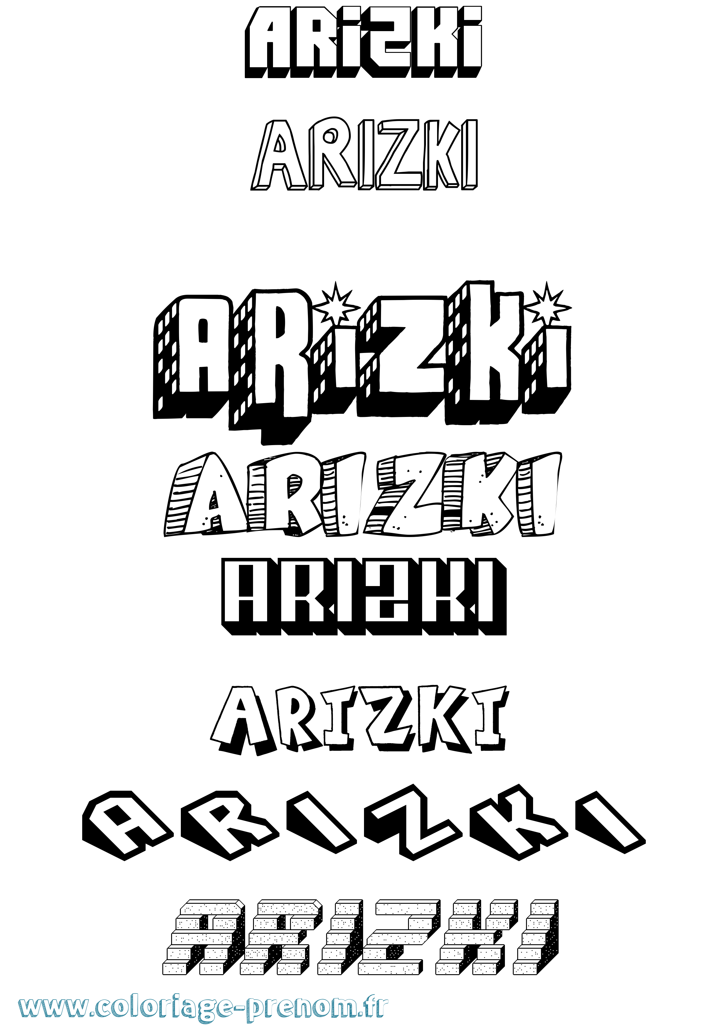Coloriage Arizki Effet 3D Coloriage prénom Arizki Effet 3D