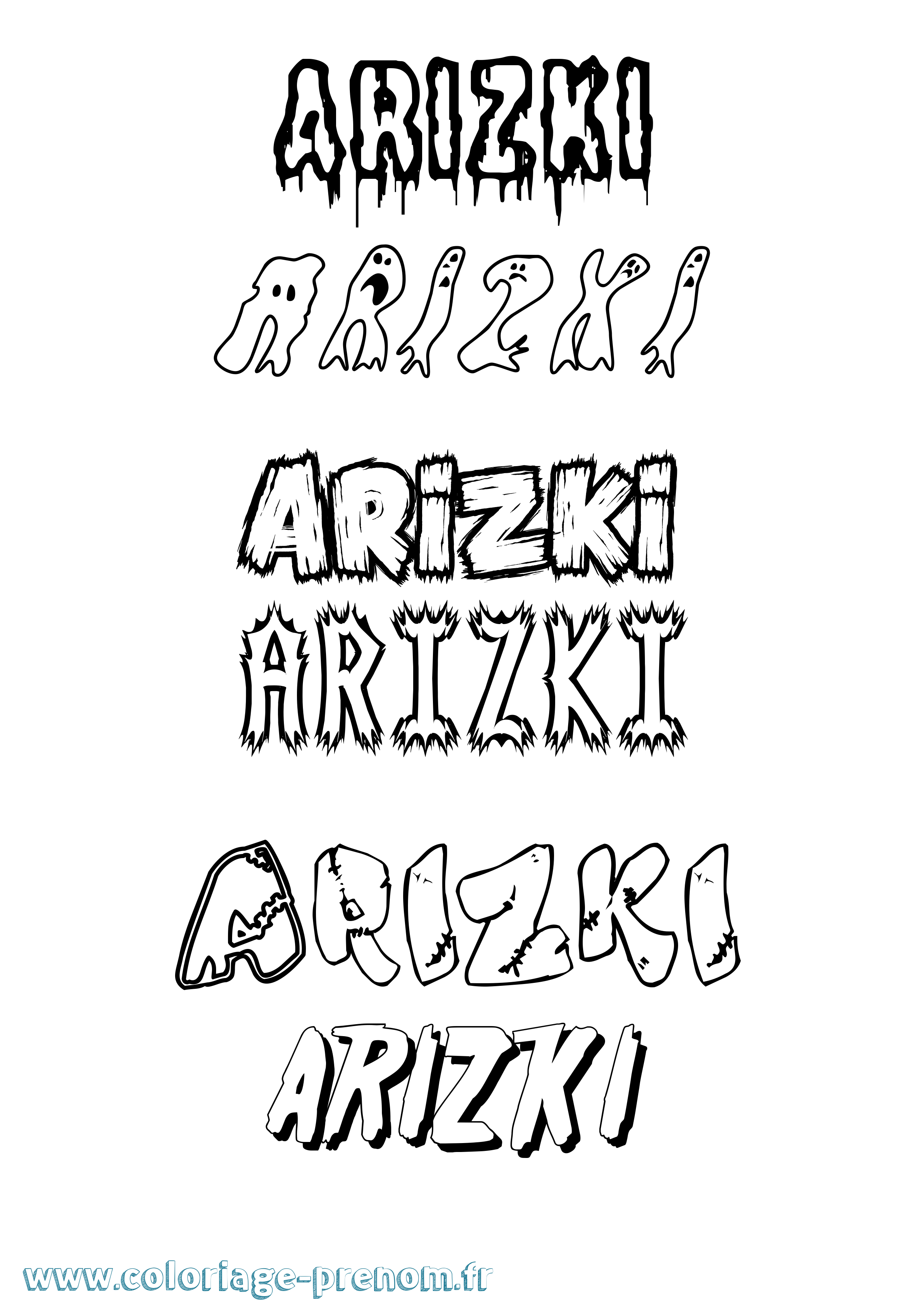 Coloriage Arizki Frisson Coloriage prénom Arizki Frisson