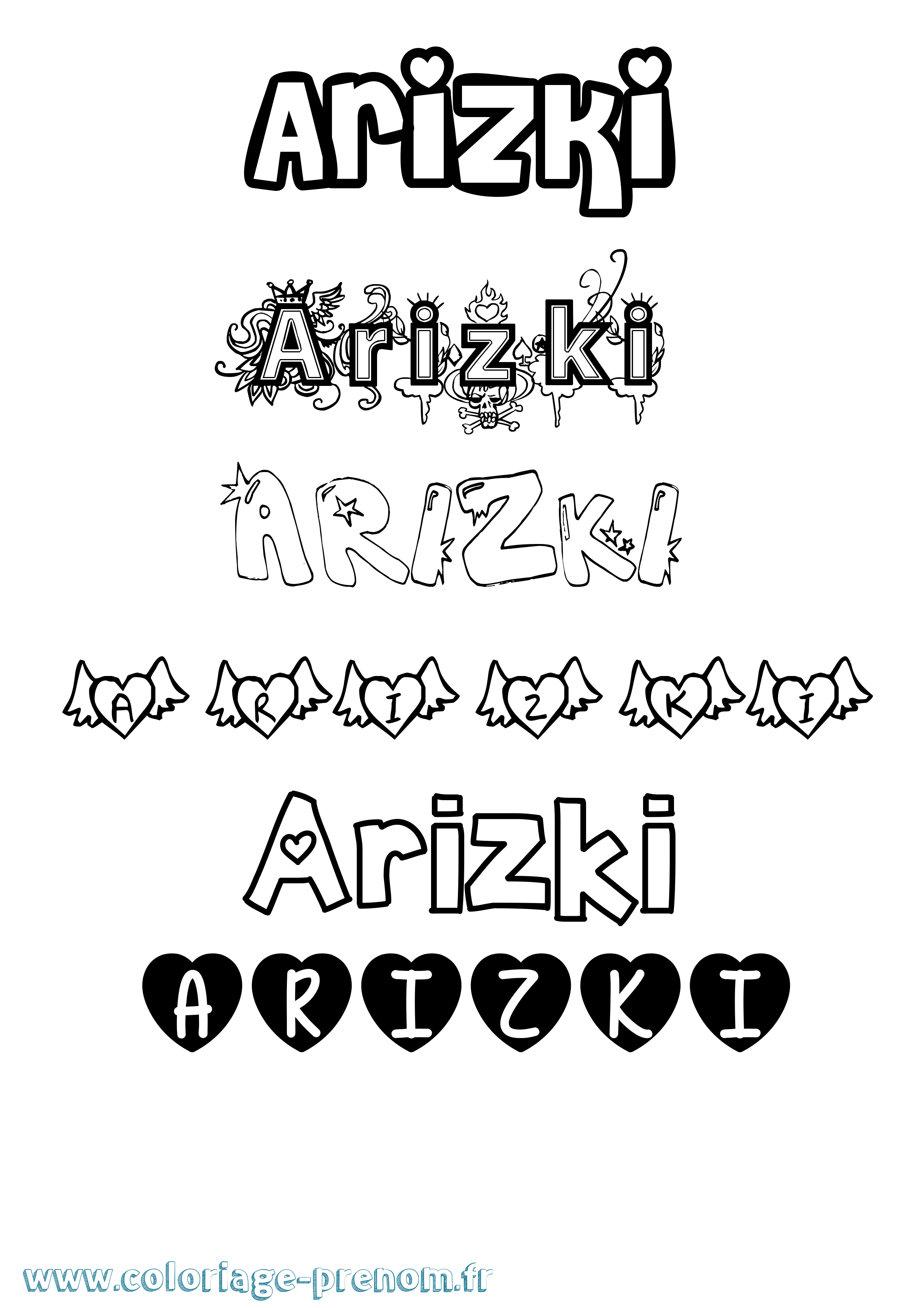 Coloriage Arizki Girly Coloriage prénom Arizki Girly